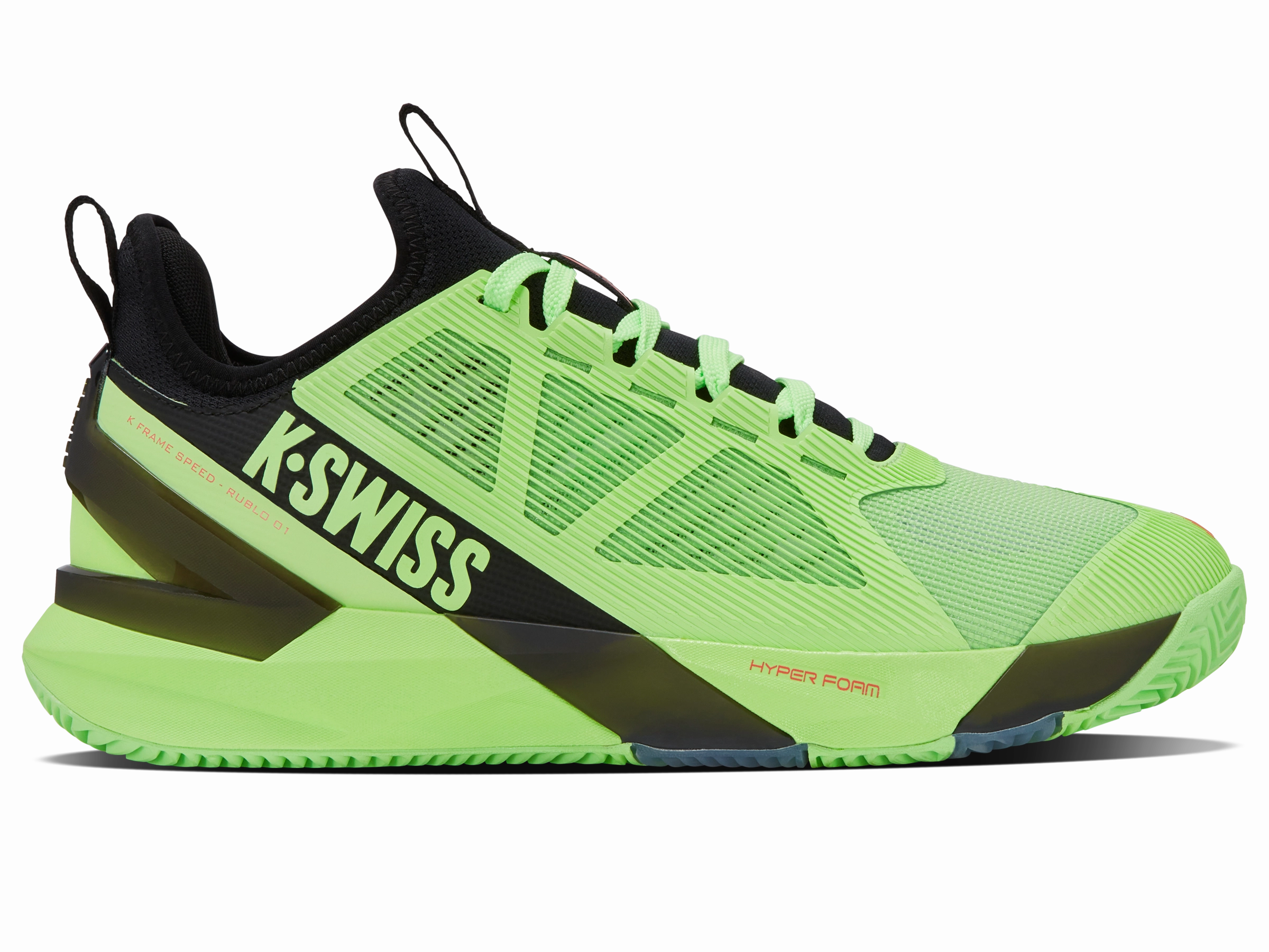 Slip Zone Secure Lace Loops 09485-306-M | K-FRAME SPEED RUBLO CLAY | SOFT NEON GREEN/BLACK/NEON LAVA