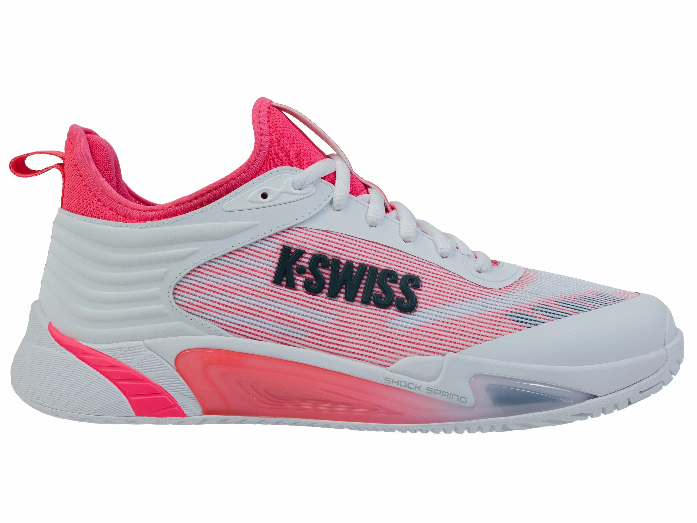 09494-106-M | HYPERCOURT PINNACLE | WHITE/NEON BLAZE/STARGAZER Mid Foot Lockdown Responsive Use