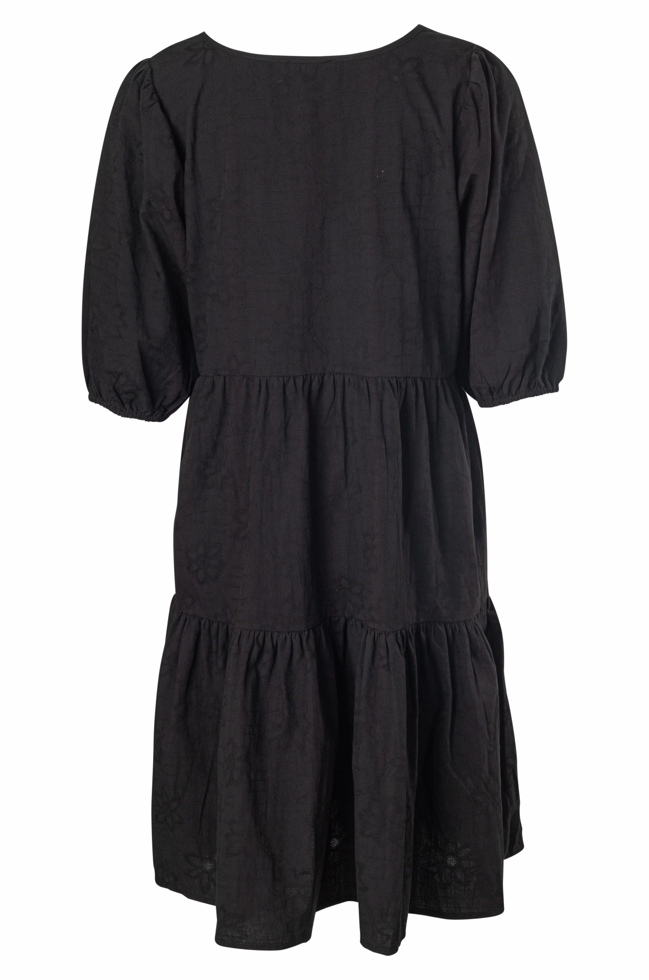 100% Cotton Short Dress | Black | 6126A1 Smart and Stylish Flutter-Sleeve