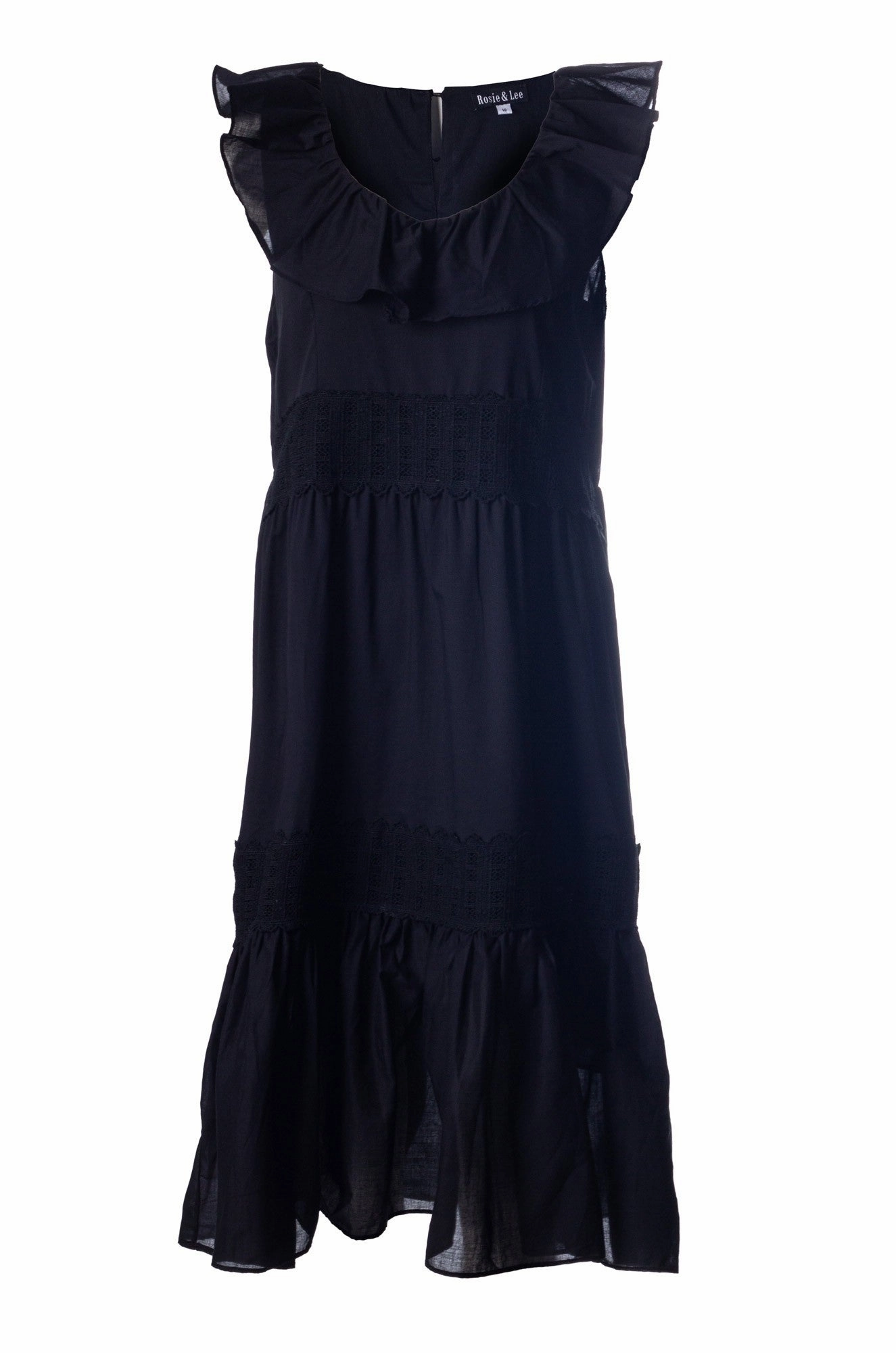 100% Cotton Voile Dress | Black | 6423A1 Sleek Waist