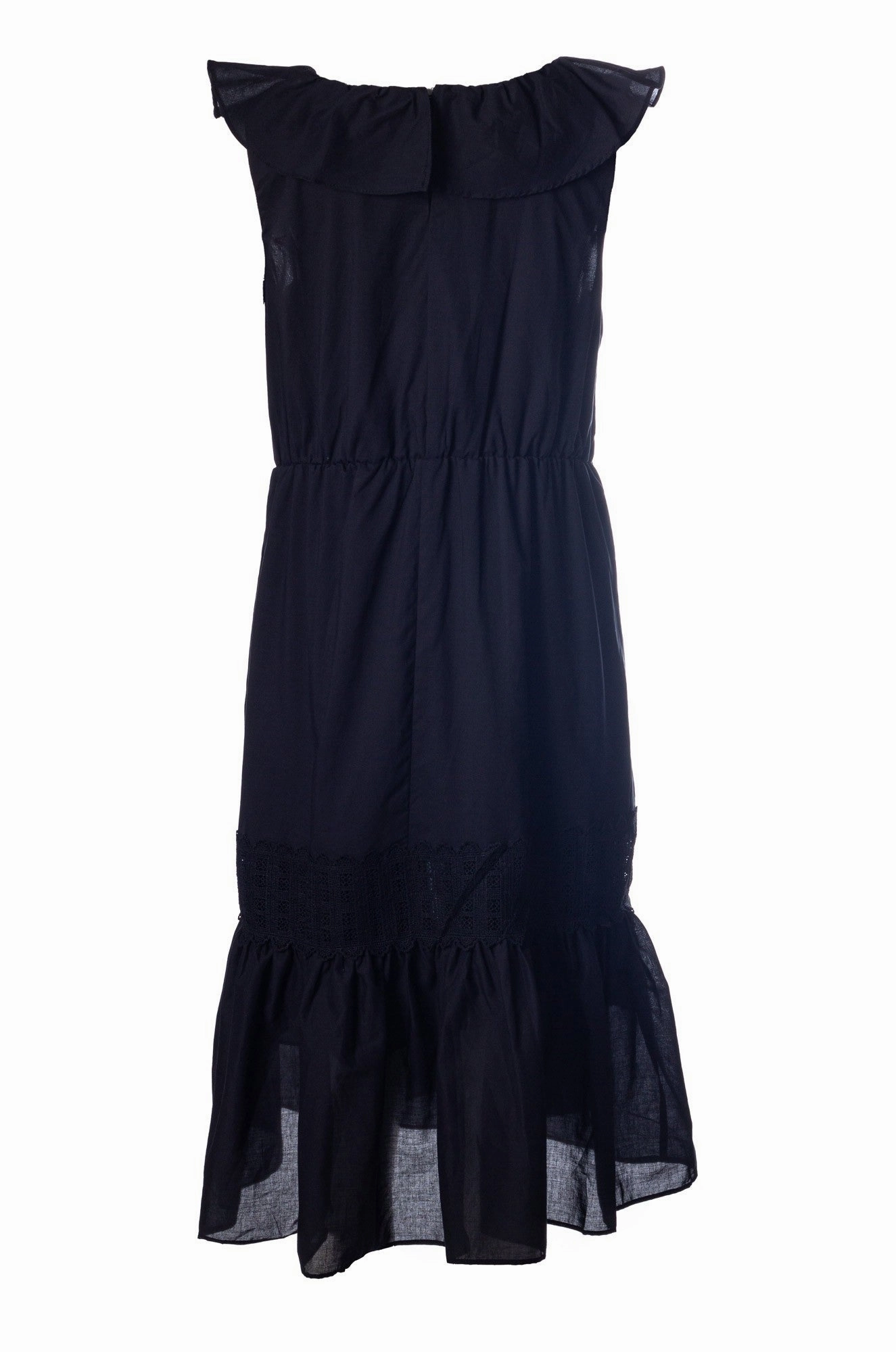 100% Cotton Voile Dress | Black | 6423A1 Bust-Enhancing Buckle-Detail