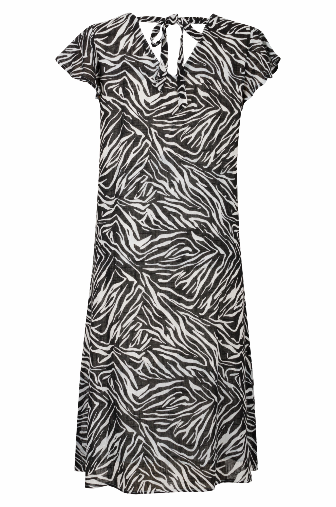100% Printed Cotton Dress | BLACK IVORY ABST | 6279AR Smart Tailoring