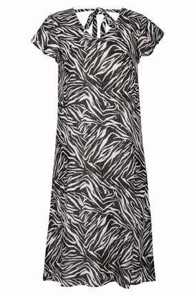 City Ready Summer-Season 100% Printed Cotton Dress | BLACK IVORY ABST | 6279AR