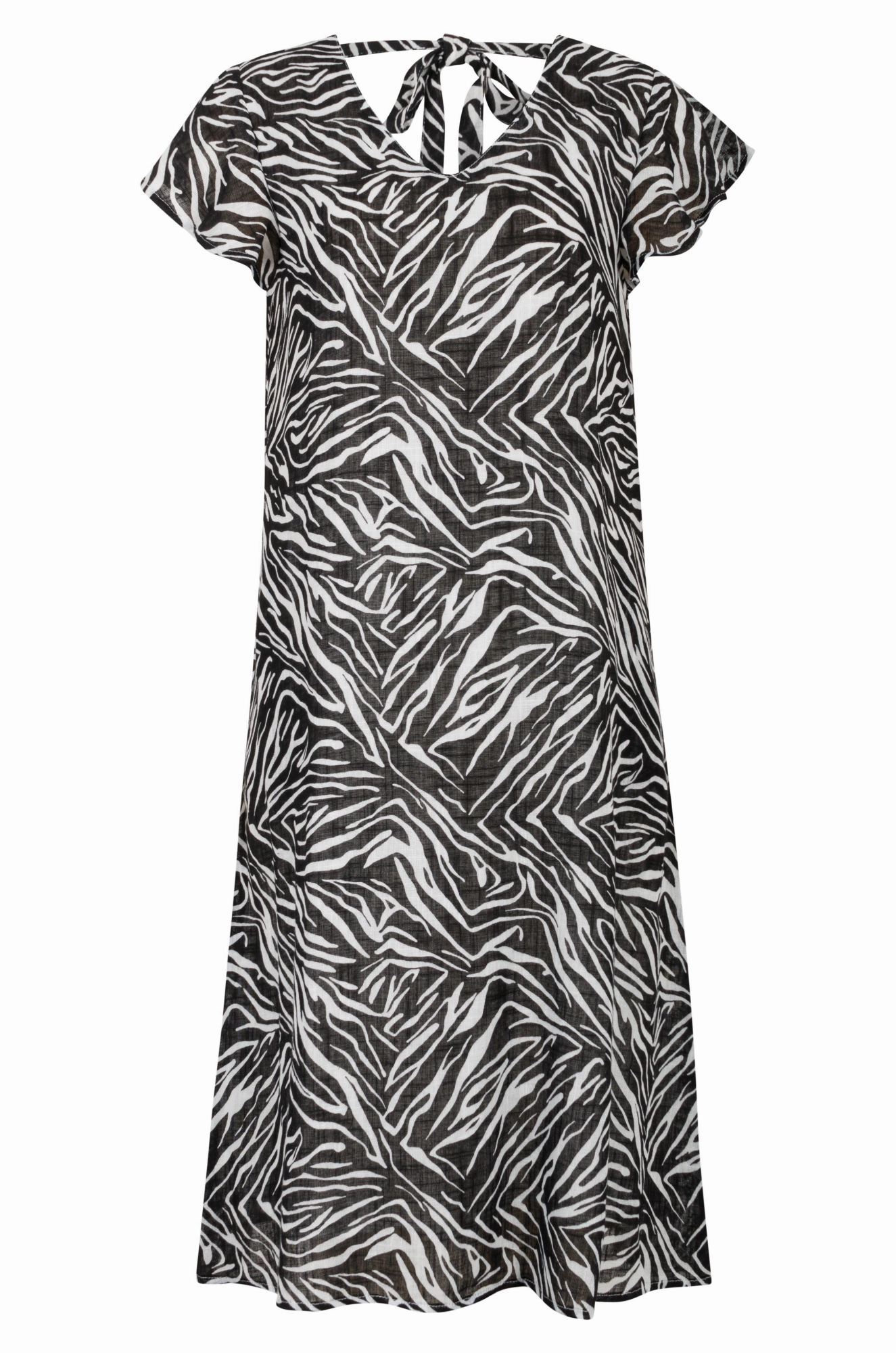 City Ready Summer-Season 100% Printed Cotton Dress | BLACK IVORY ABST | 6279AR