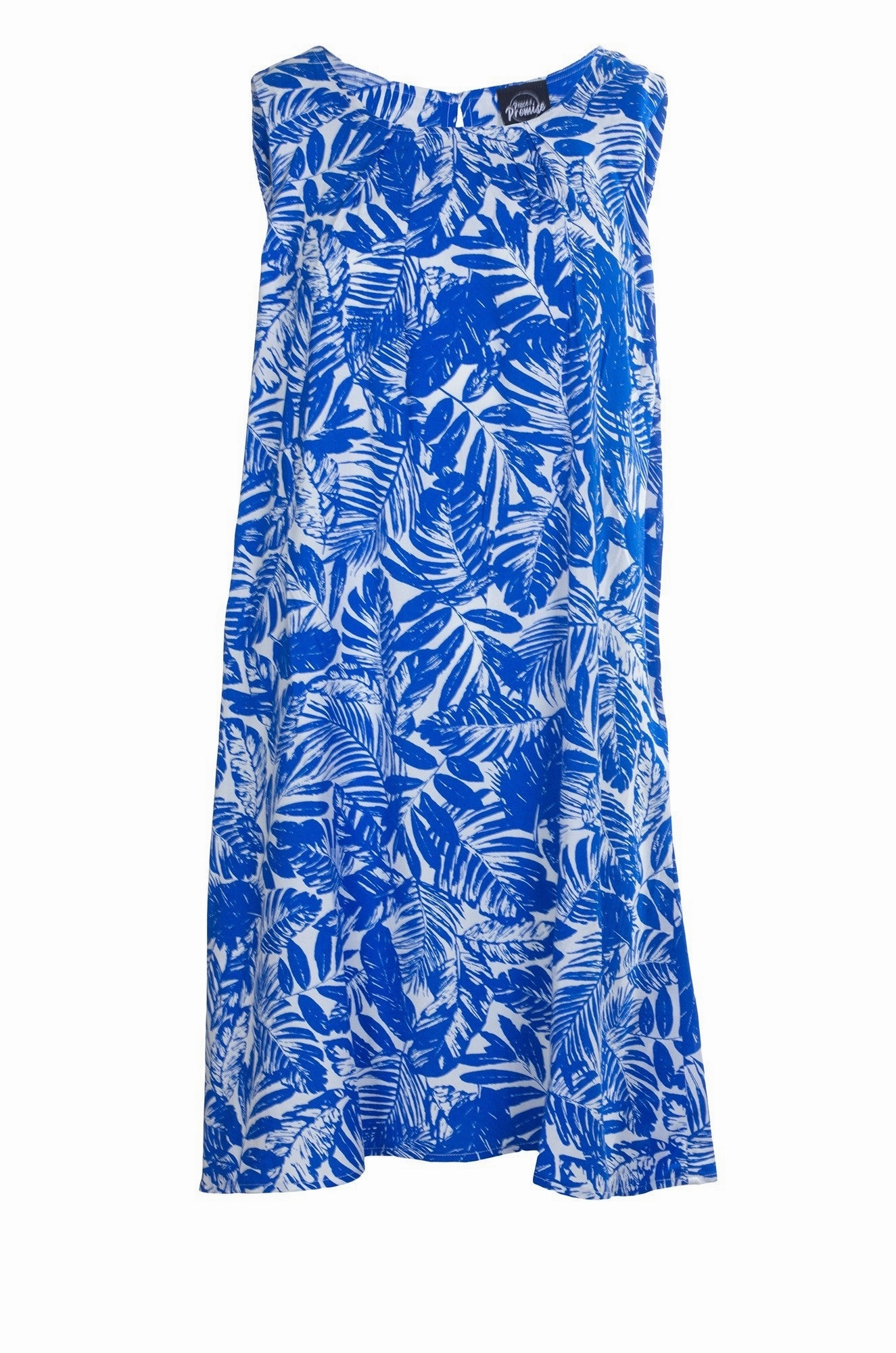 Clean Outline 100% Rayon Dress | Marine White Jungle | 7335A1