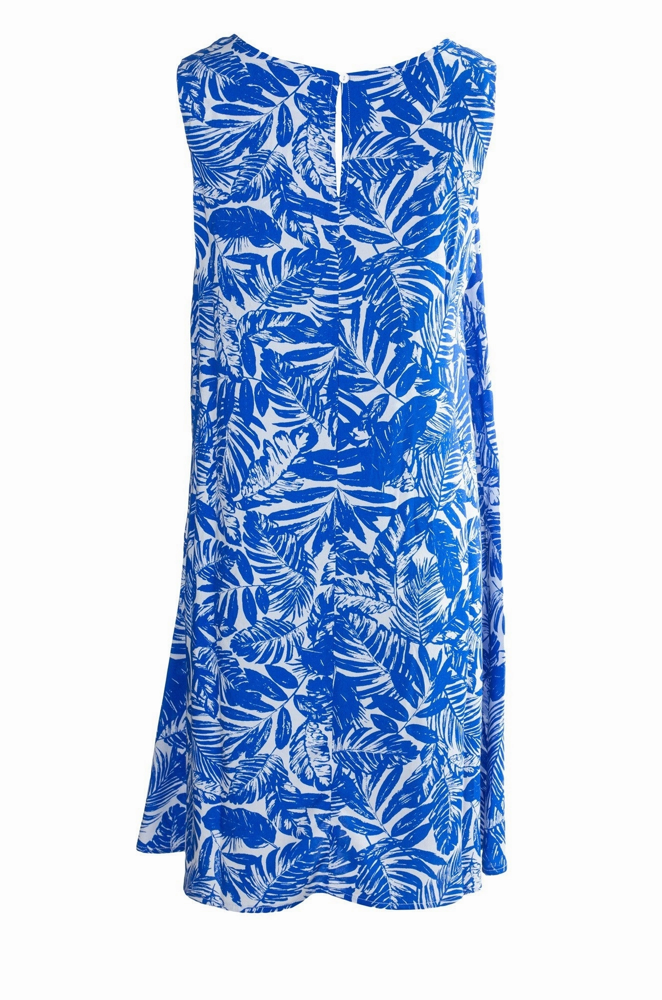 100% Rayon Dress | Marine White Jungle | 7335A1 Button Chic Layered Fit