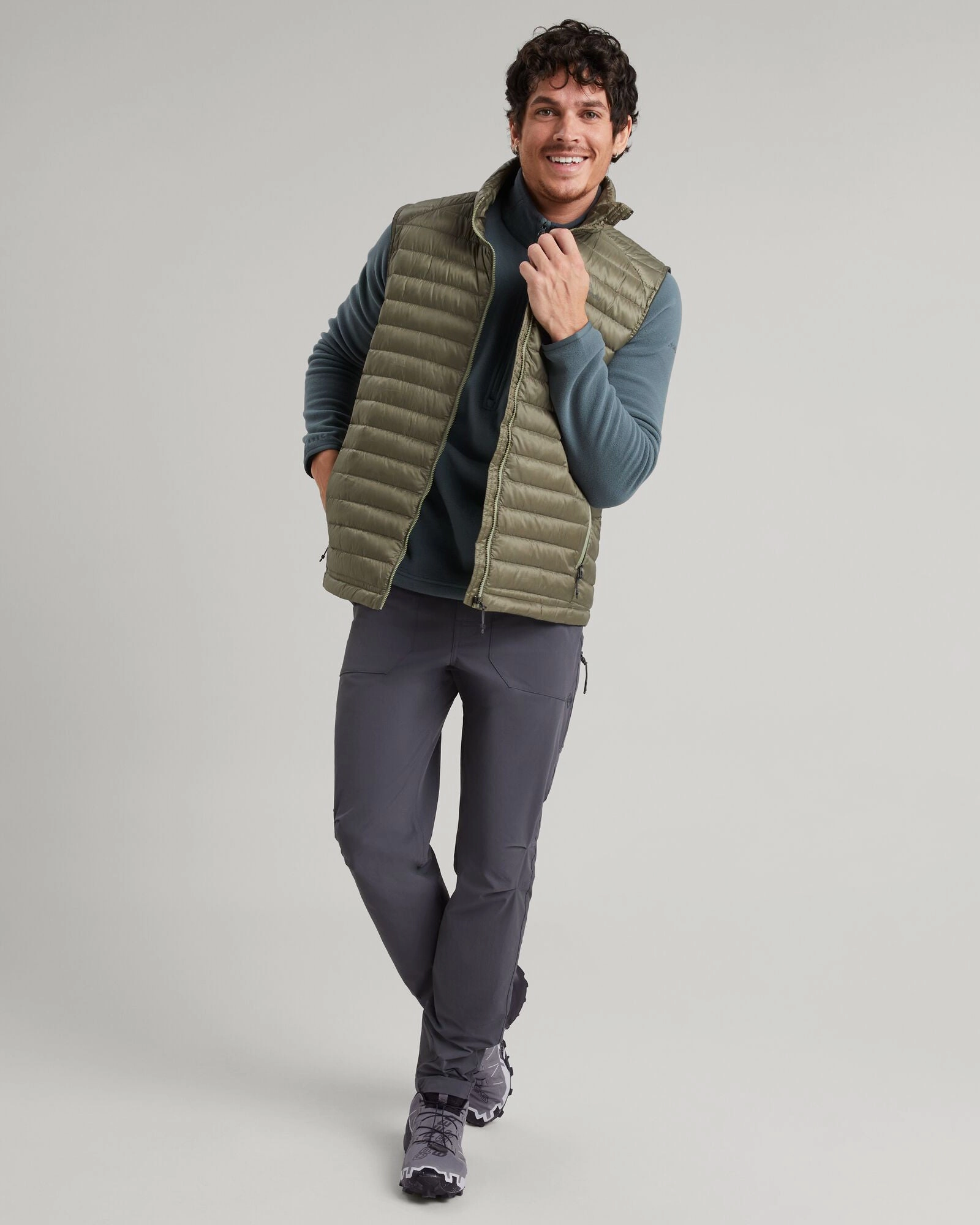 Men's Heli R Down Vest - Beech NoiseFreeFabric Softshell Technology