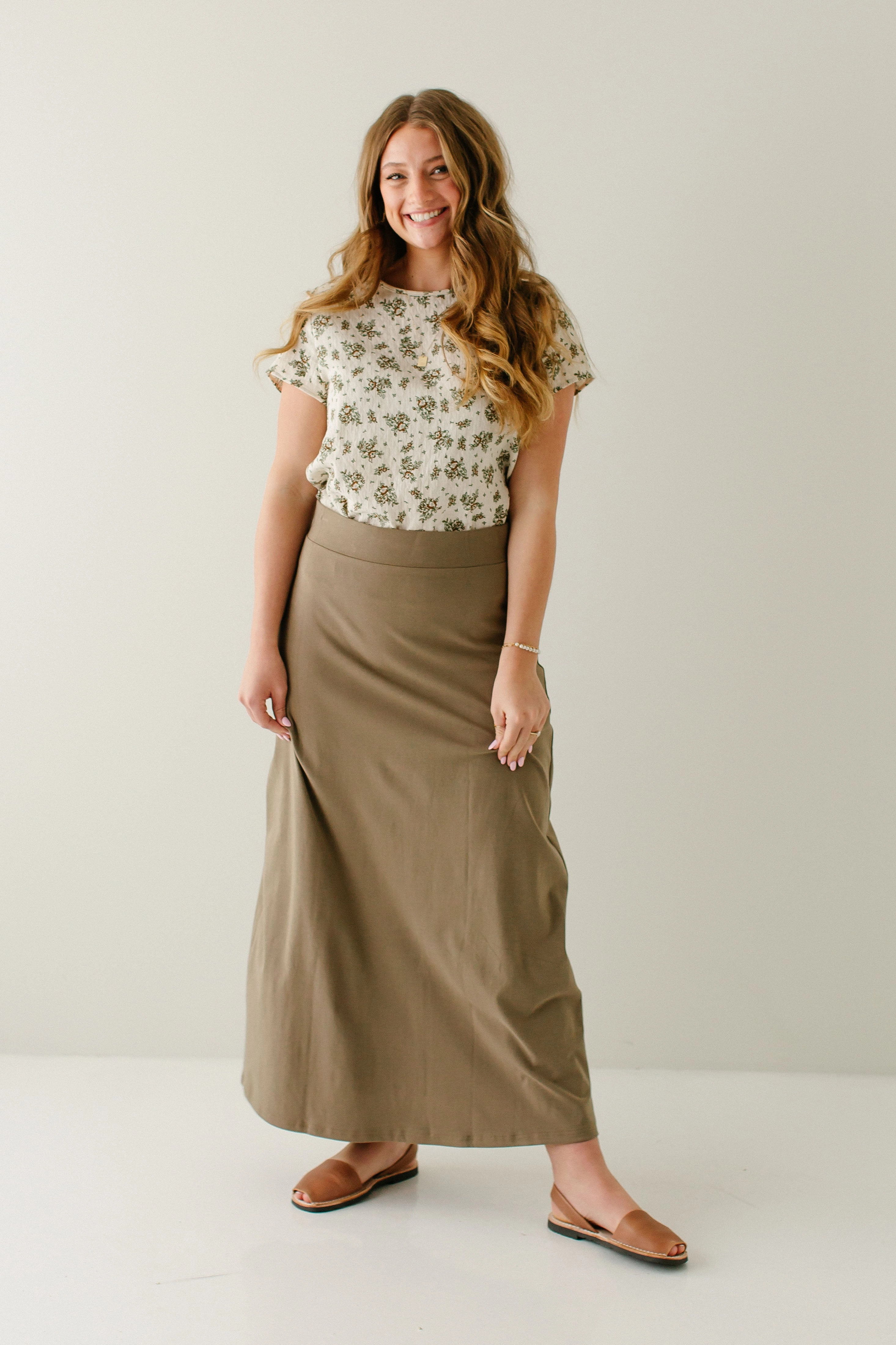 Striped Design Lightweight Lining 'Camille' Maxi Skirt