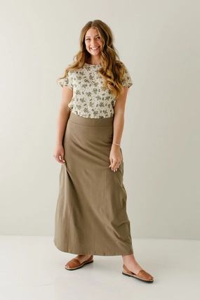 'Camille' Maxi Skirt in Taupe FINAL SALE Breathable fabric