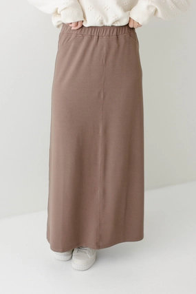 'Caroline' Long Knit Denim Skirt City Mood