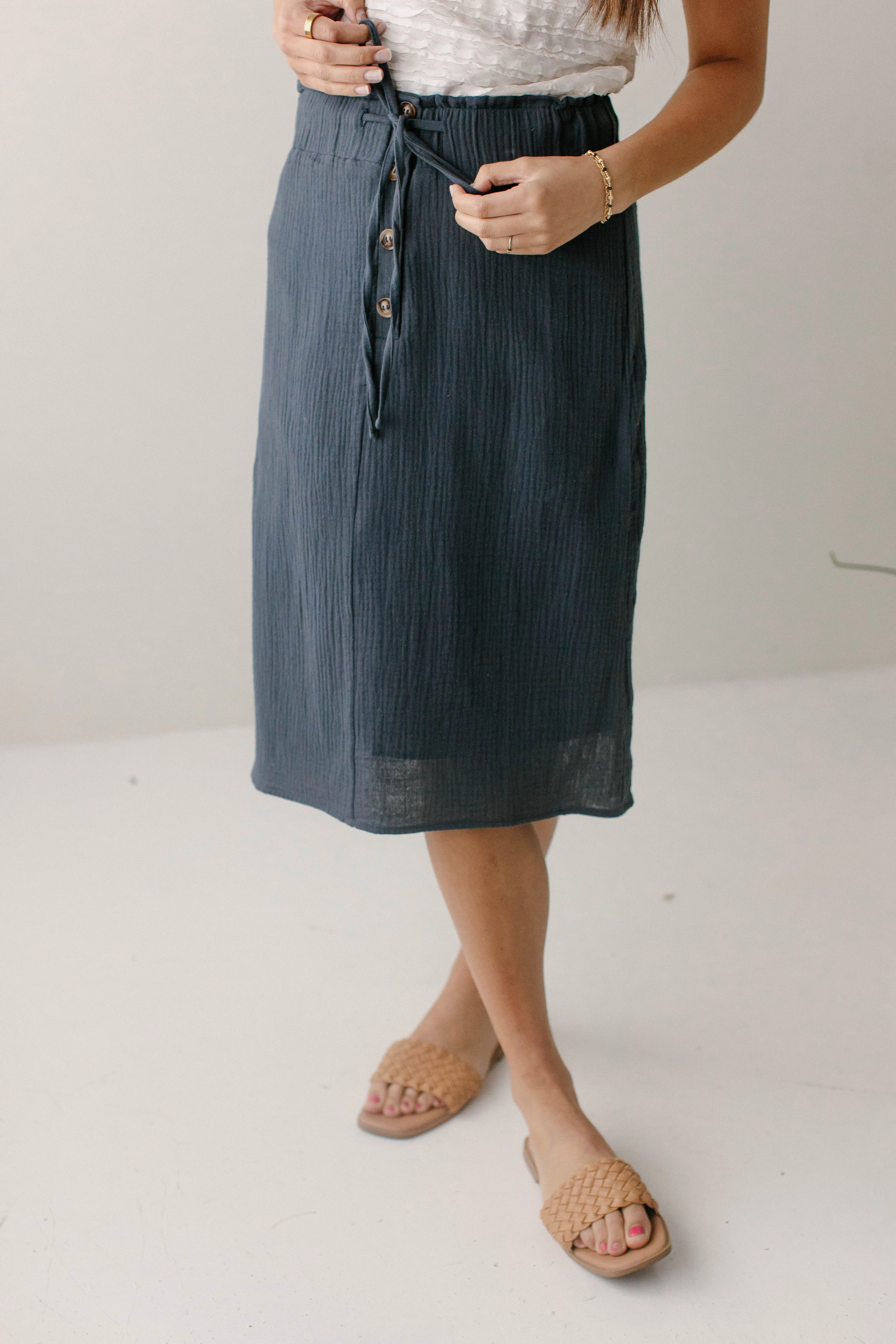 'Courtney' Paper Bag Waist Cotton Gauze Skirt FINAL SALE Convertible Length Breezy Flow