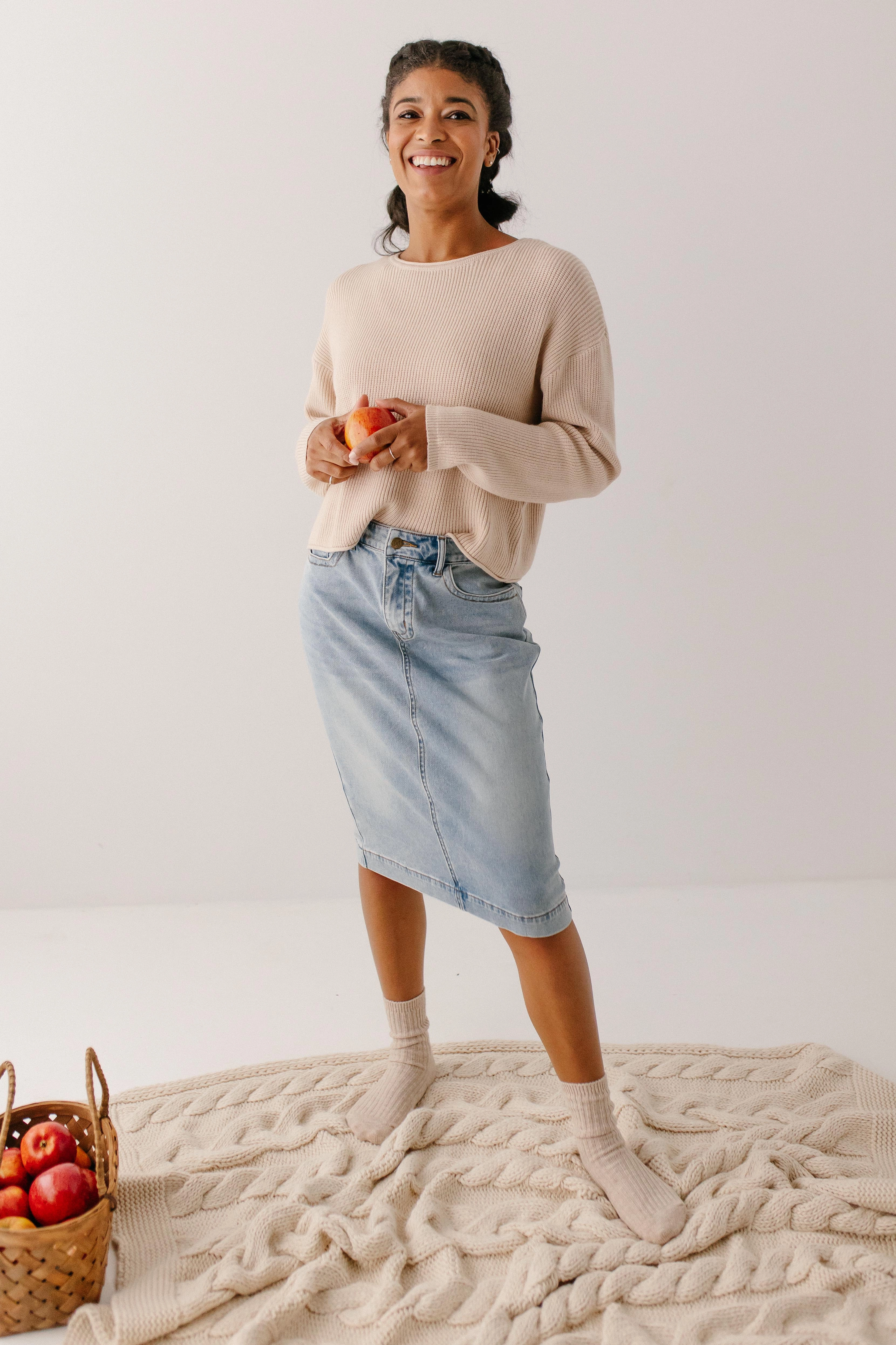 'Leah' Denim Skirt in Light Wash music concert Breezy Style