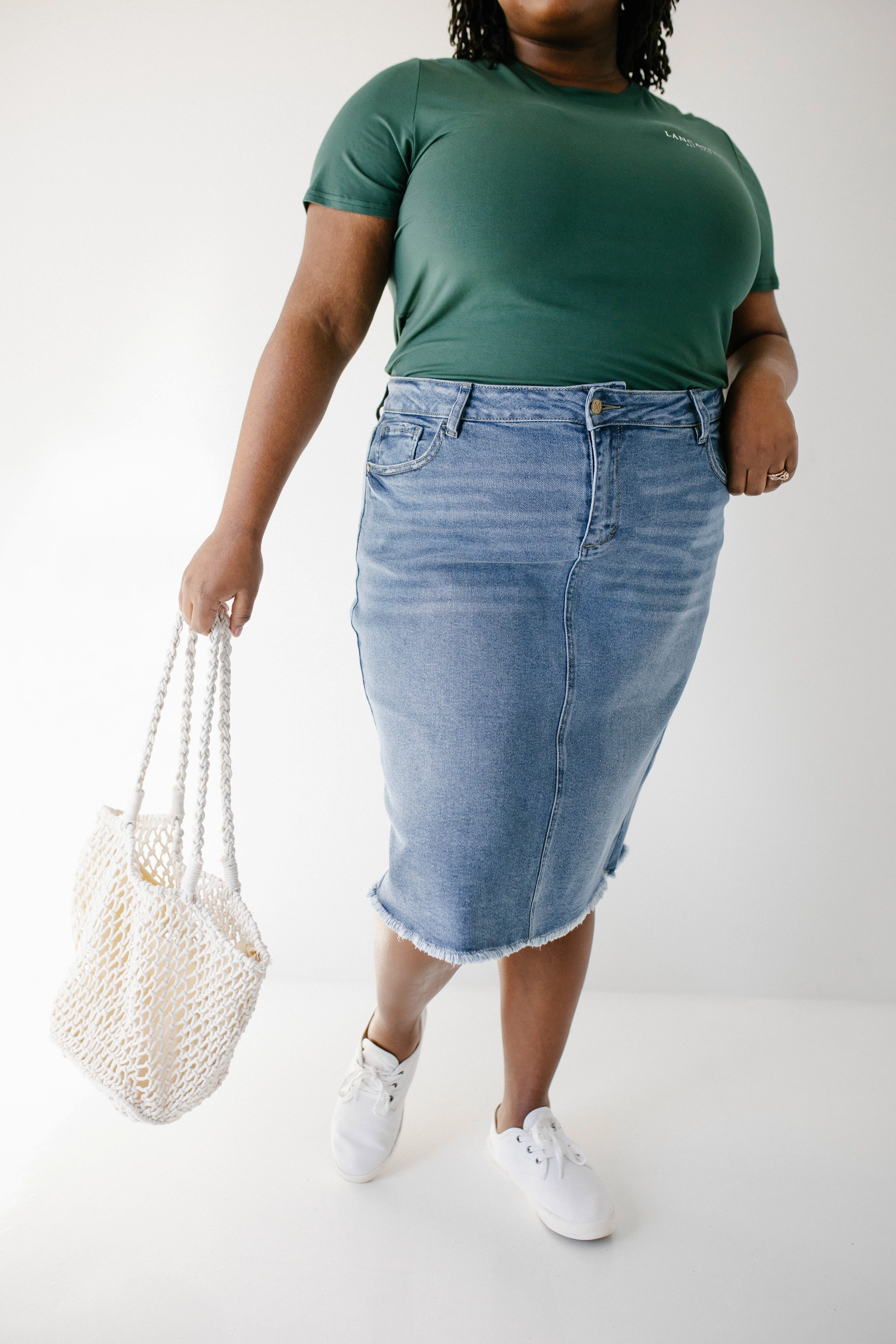 'Nala' Distressed Denim Skirt Aesthetic Look Slip Resistant Waistband