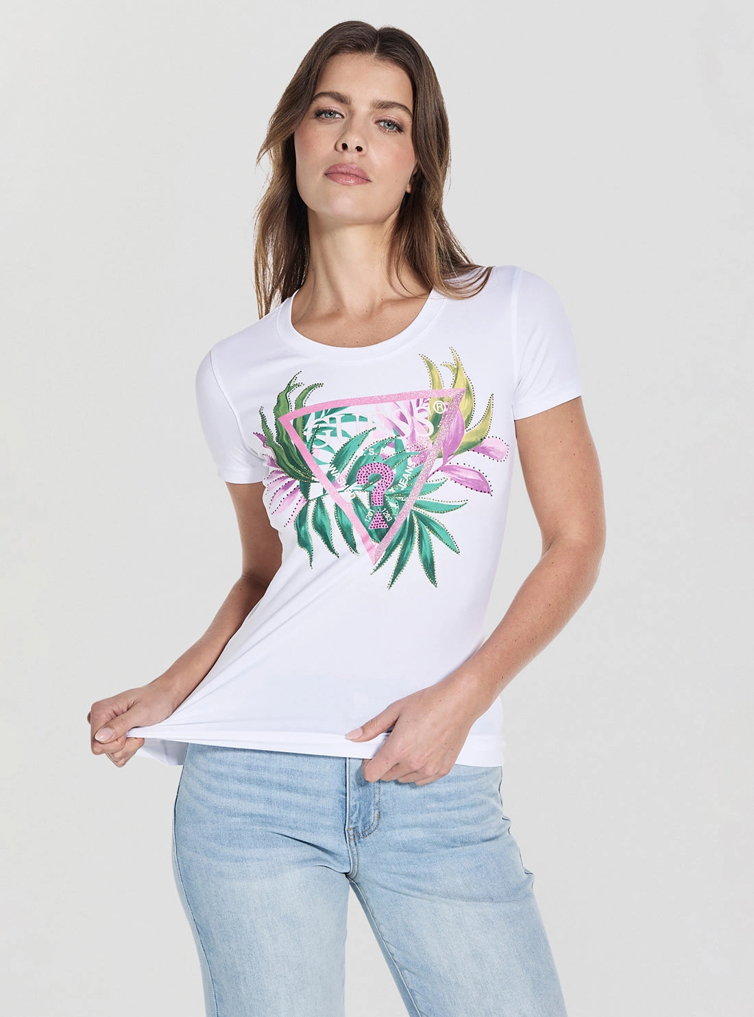 NonToxicCoating Eco White Leaf Triangle Logo T-Shirt