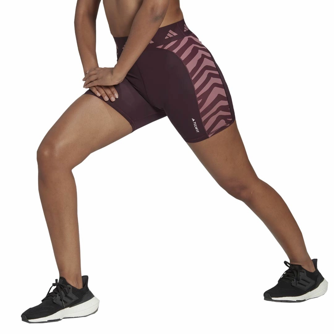 adidas - Women's Hyperglam Techfit Zebra High-Waisted Short Legging (IB3611) Trendy Look NonChafingEdges