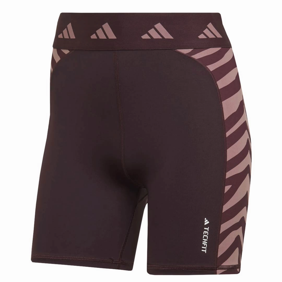 adidas - Women's Hyperglam Techfit Zebra High-Waisted Short Legging (IB3611) MultiPocket Durable Material
