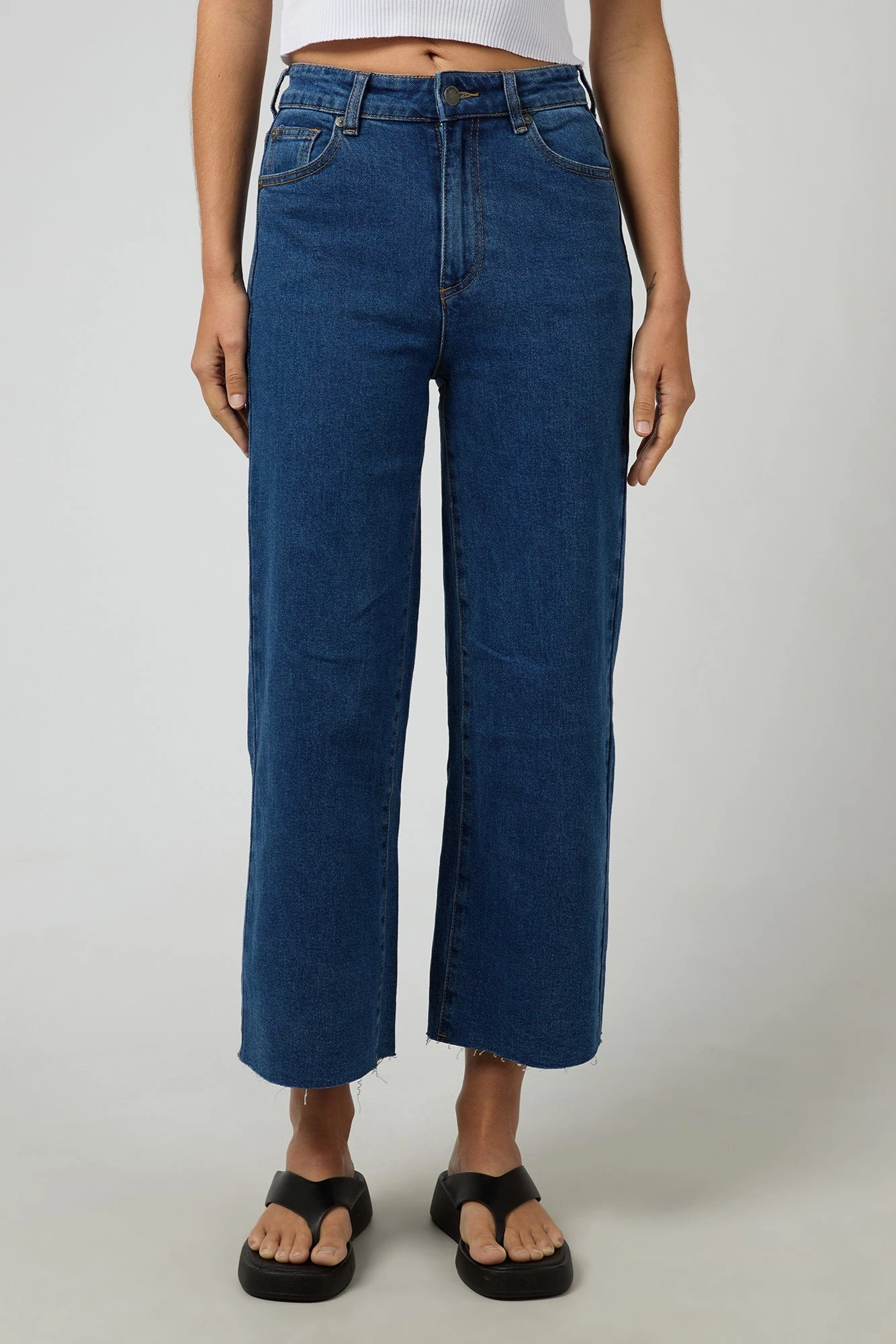 All About Eve Charlie High Rise Wide Leg Jean Mid Blue Comfortable Fit Design Ultimate Comfort Fit