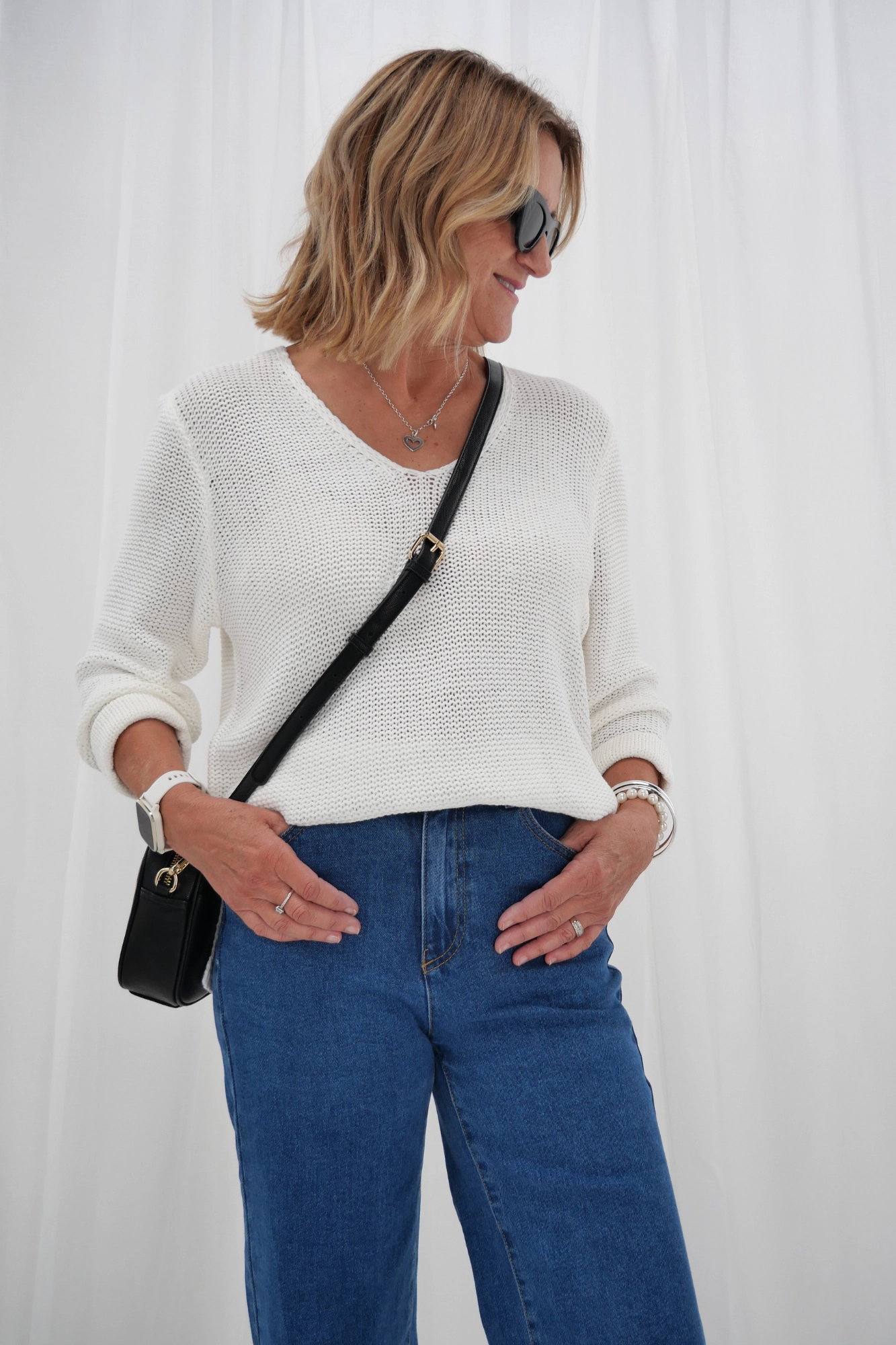 Move Ease All About Eve Charlie High Rise Wide Leg Jean Mid Blue