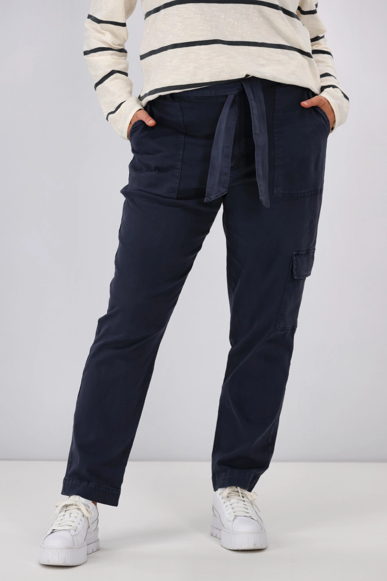 Elm Dahlia Cargo Pant Navy Anti Odor Evening Walk Stretch Panels