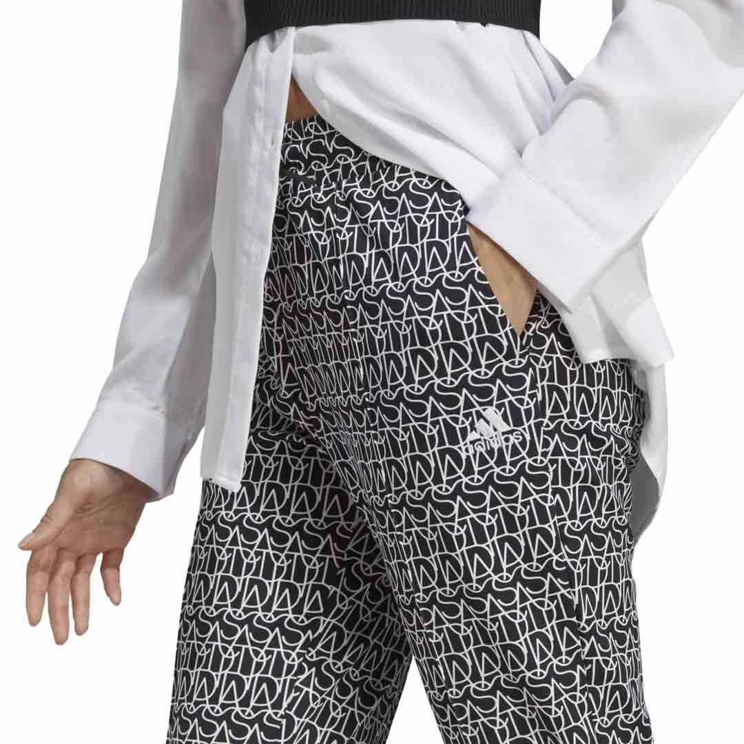 adidas - Women's Allover Graphic High-Rise Flare Pant (IC5720) ReinforcedBeltLoops Ripped design