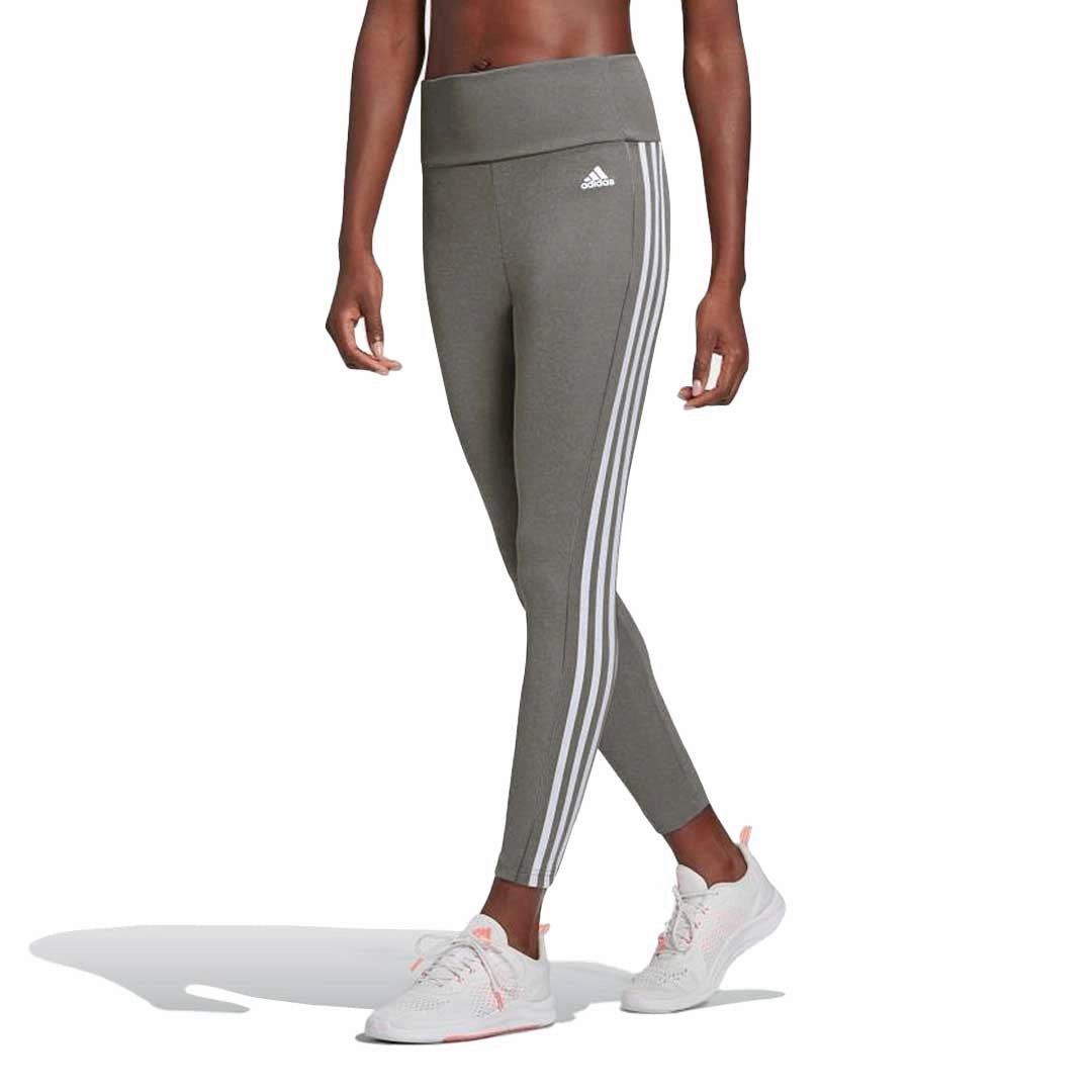 adidas - Women's Designed to Move High-Rise 3-Stripes 7/8 Sport Leggings (GL4043) Plaid detail Snag Resistant Fabric