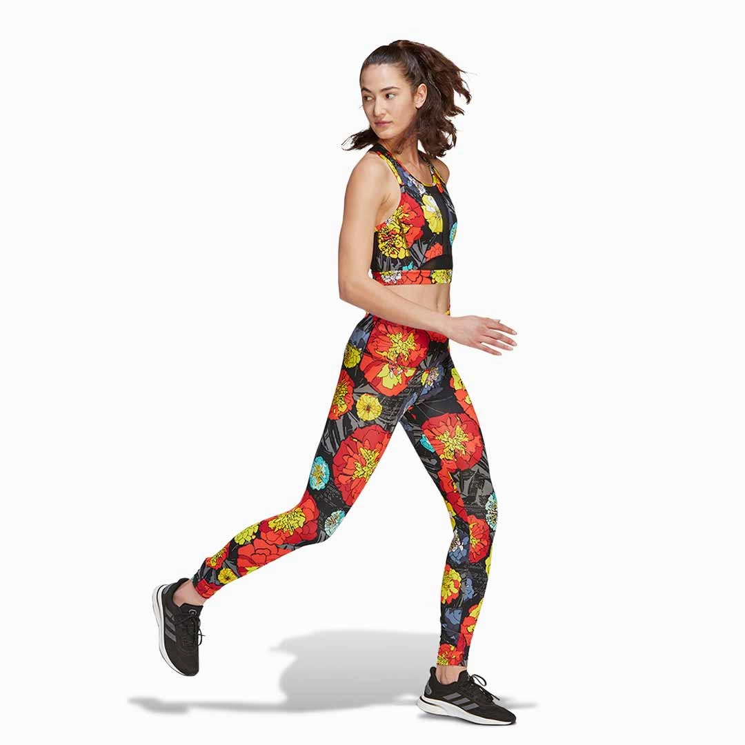 adidas - Women's Floral Running Tights (HC1658) Eco Friendly Material Quick-Dry Material