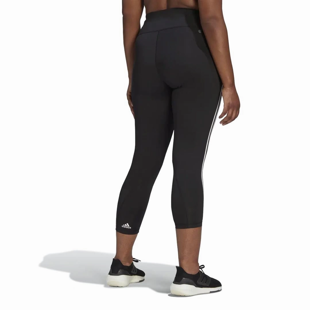 Heat Control Bonded Seam Technology adidas - Women's Optime Trainicons 3-Stripes 7/8 Leggings (Plus Size) (H64212)