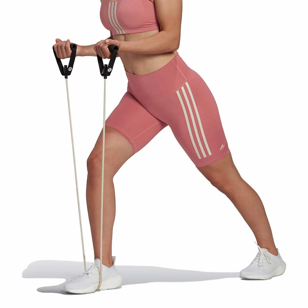 Abrasion Resistant Material adidas - Women's Optime Trainicons 3-Stripes Biker Shorts (HK2552)