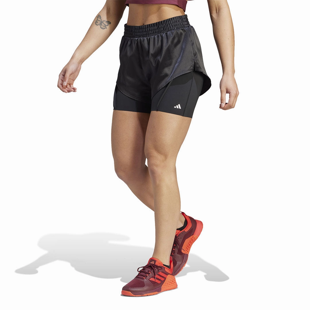 adidas - Women's Power AEROREADY 2-In-1 Shorts (IL9449) EcoFriendlyMaterials Elastic Fit