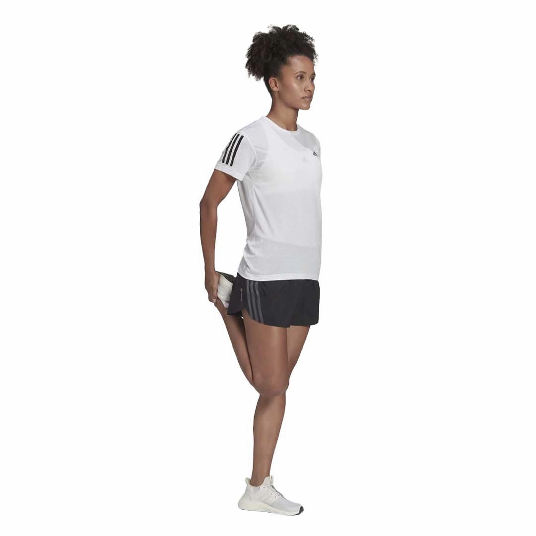 adidas - Women's Run Icons 3-Stripes Running 3 Inch Shorts (H57185-3IN) Cozy Comfort LowProfileTopstitching