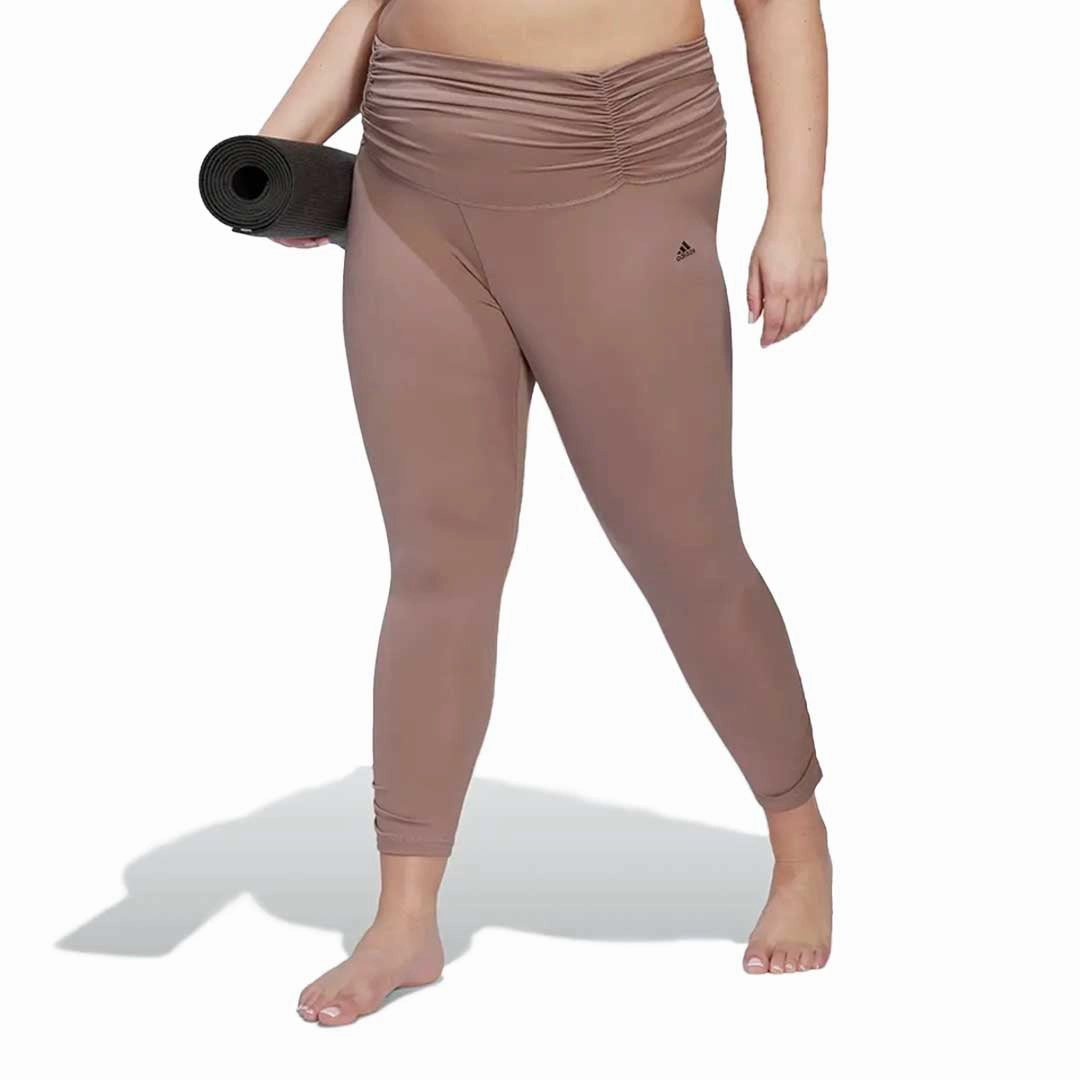 adidas - Women's Yoga Studio Gathered 7/8 Leggings (Plus Size) (HK6538) Chic Look EcoFriendlyMaterials