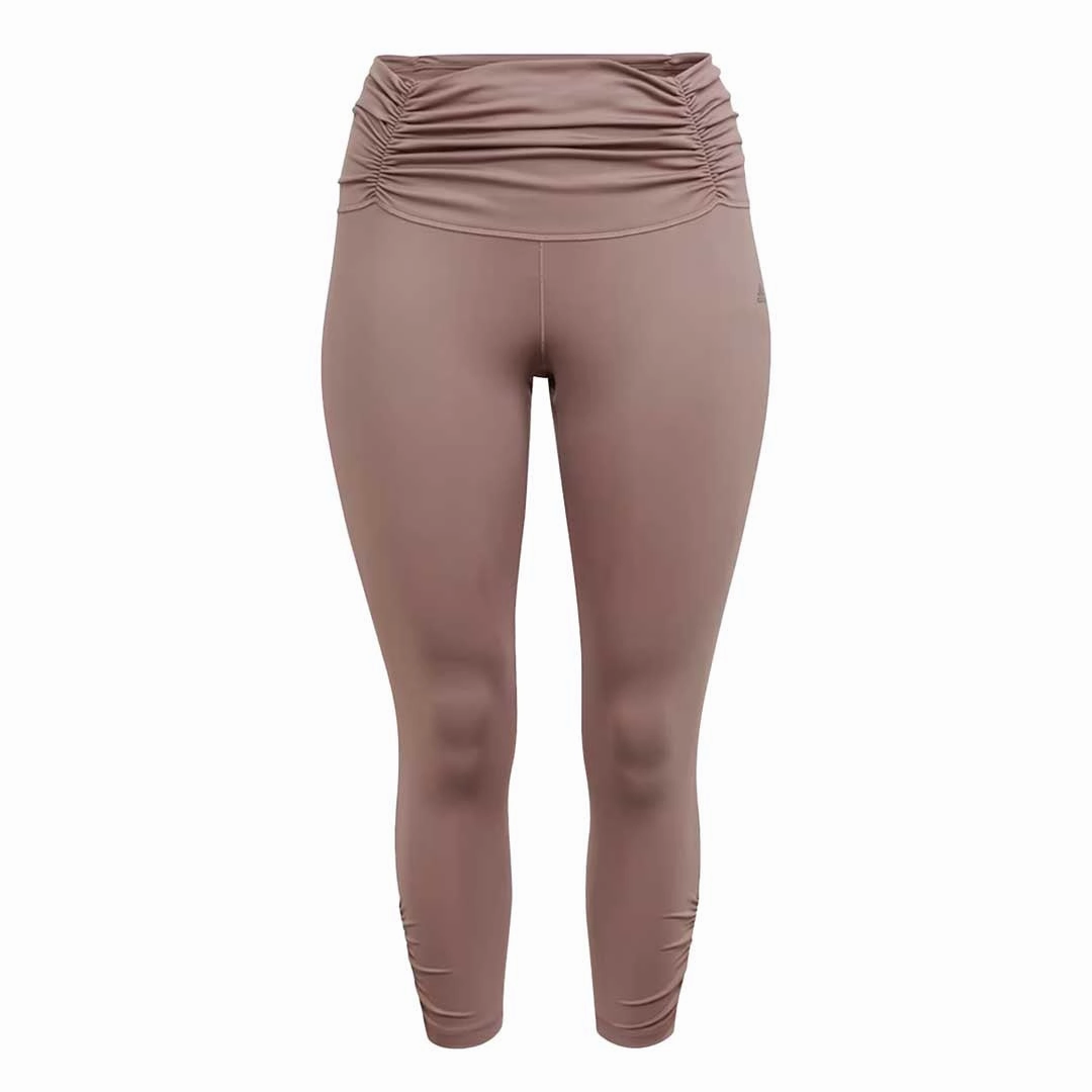 adidas - Women's Yoga Studio Gathered 7/8 Leggings (Plus Size) (HK6538) Trendy Design Flat Lock Stitching