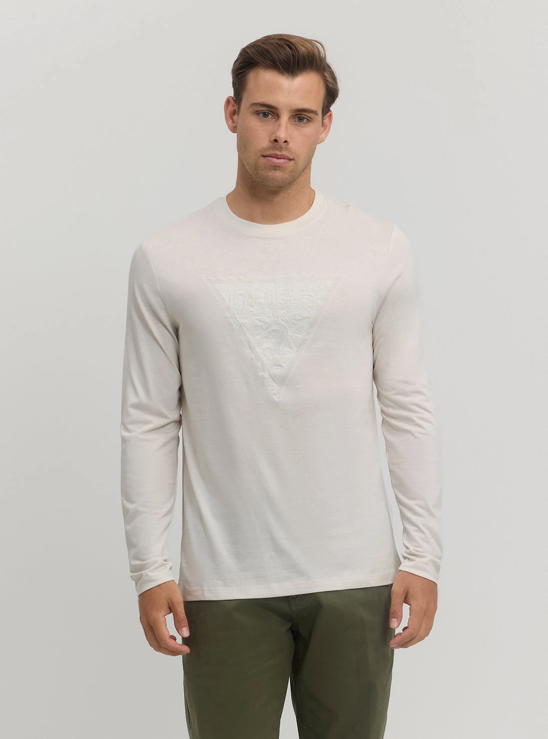 Quick Dry Fabric White Embroidered Long Sleeve T-Shirt