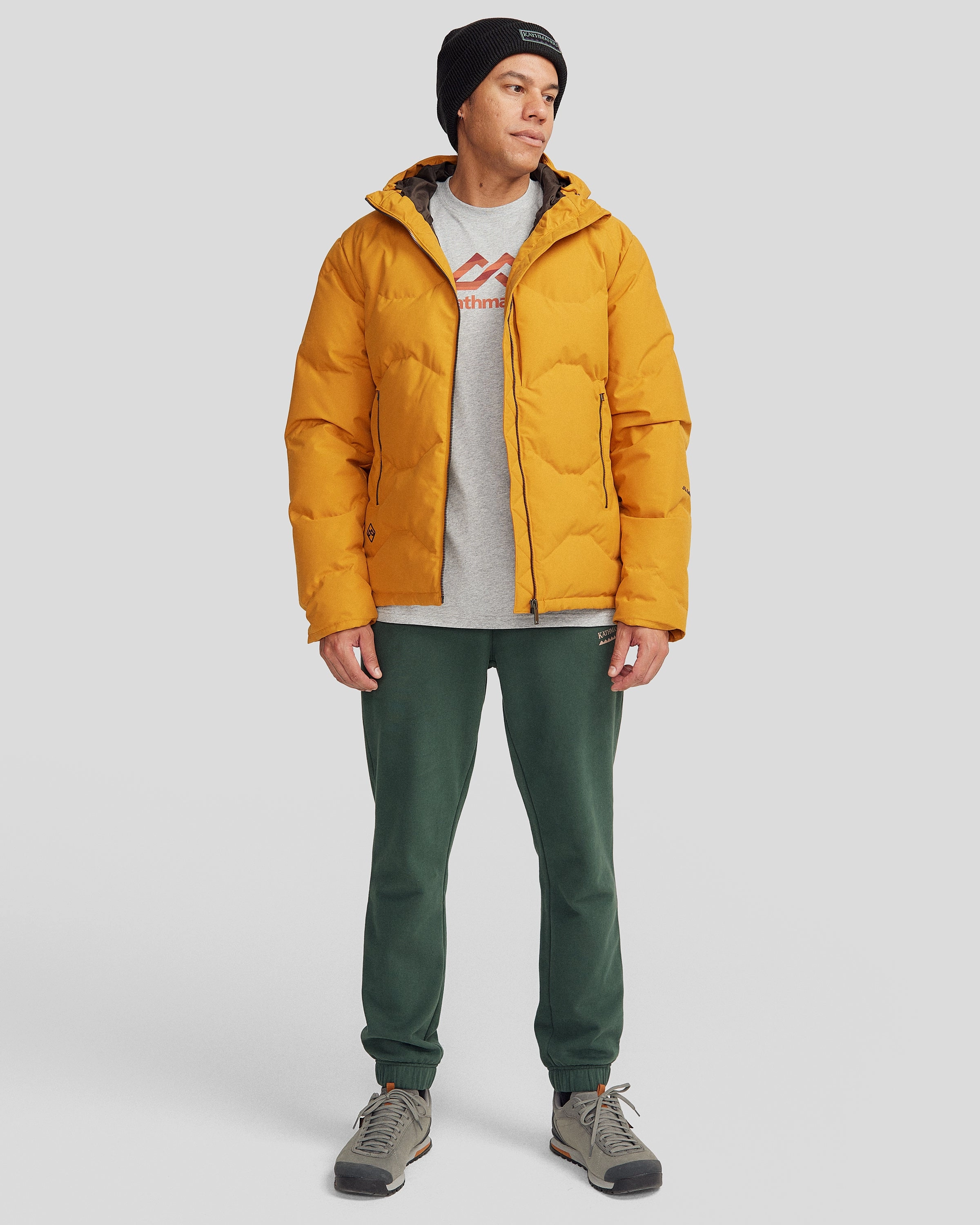 Men's Frisco X Down Hooded Jacket - Golden Oak Simple Modern Piece Ventilation System