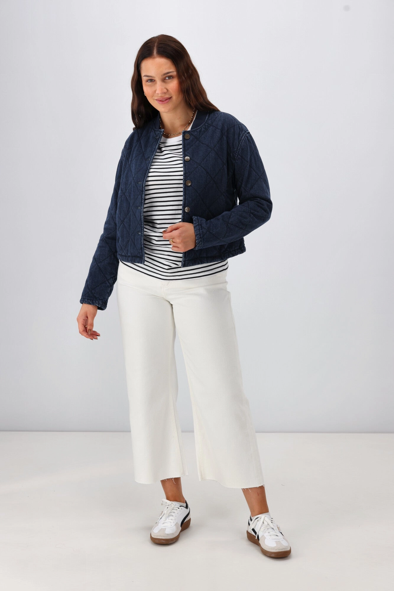 Thermal Insulated Jacket Shine On Label Niko Quilted Denim Bomber Jacket