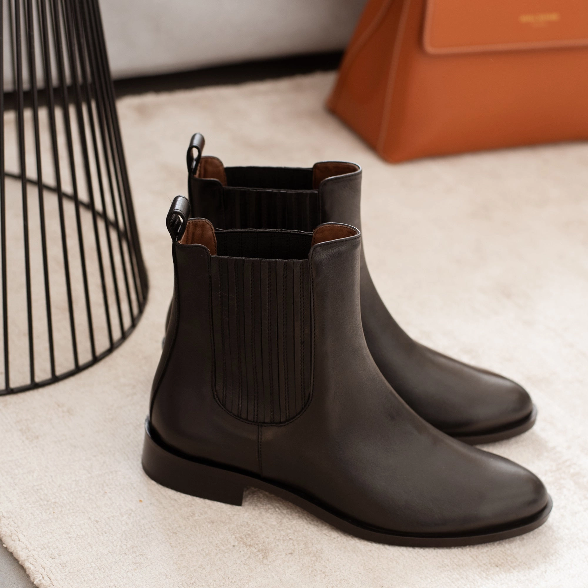 Animal Spot Vend?me Chey black calfskin leather chelsea boots