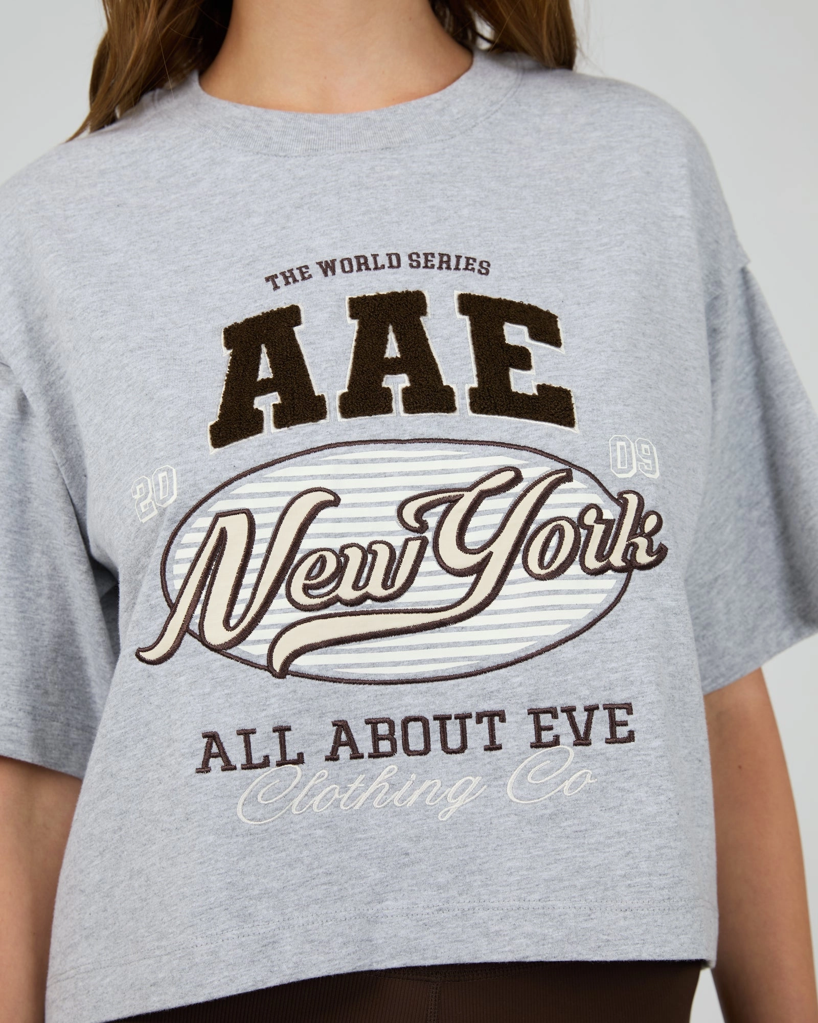 Fun and Comfortable All About Eve Athletica Relaxed Crop Tee Grey Marle