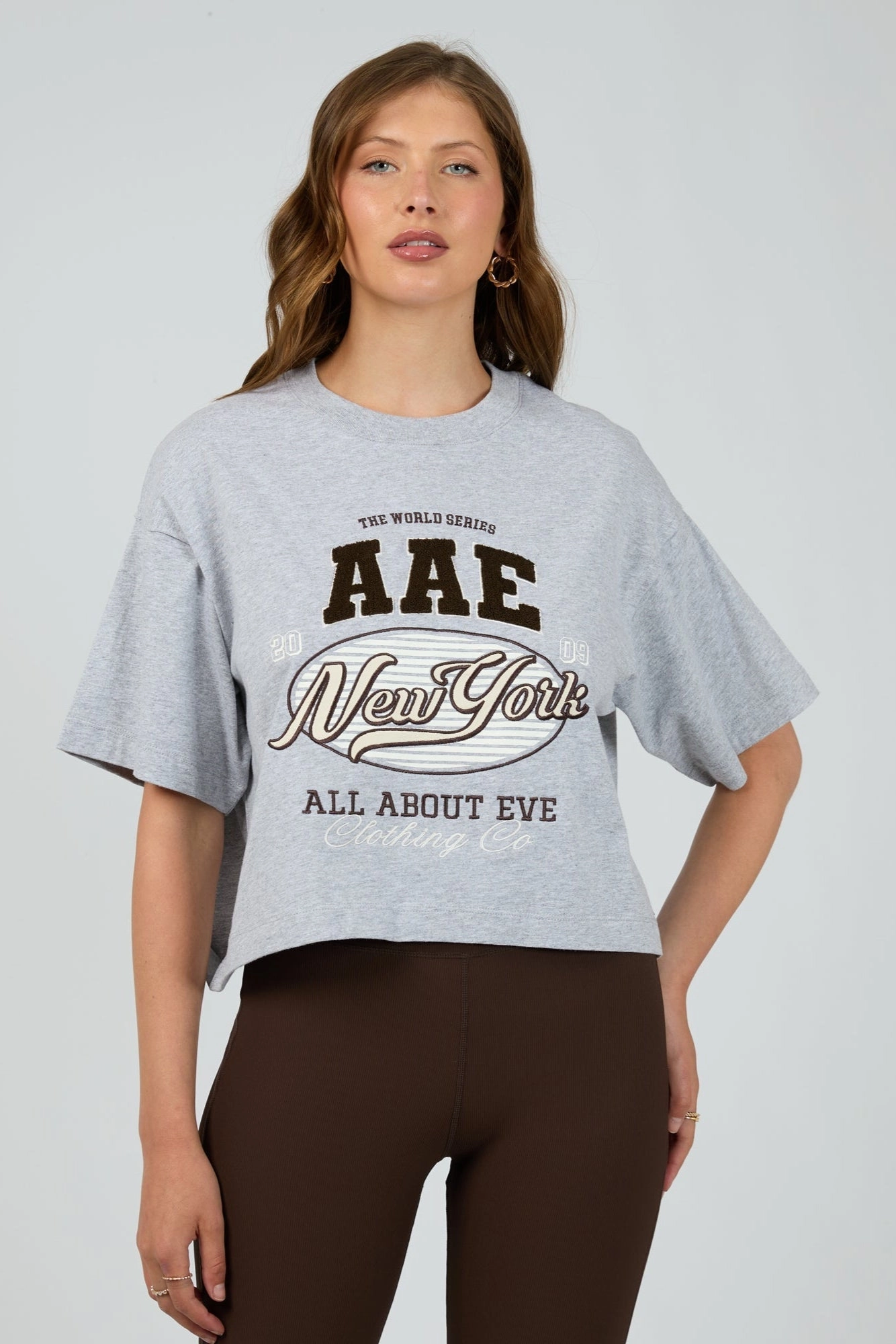 All About Eve Athletica Relaxed Crop Tee Grey Marle NoSideSeam