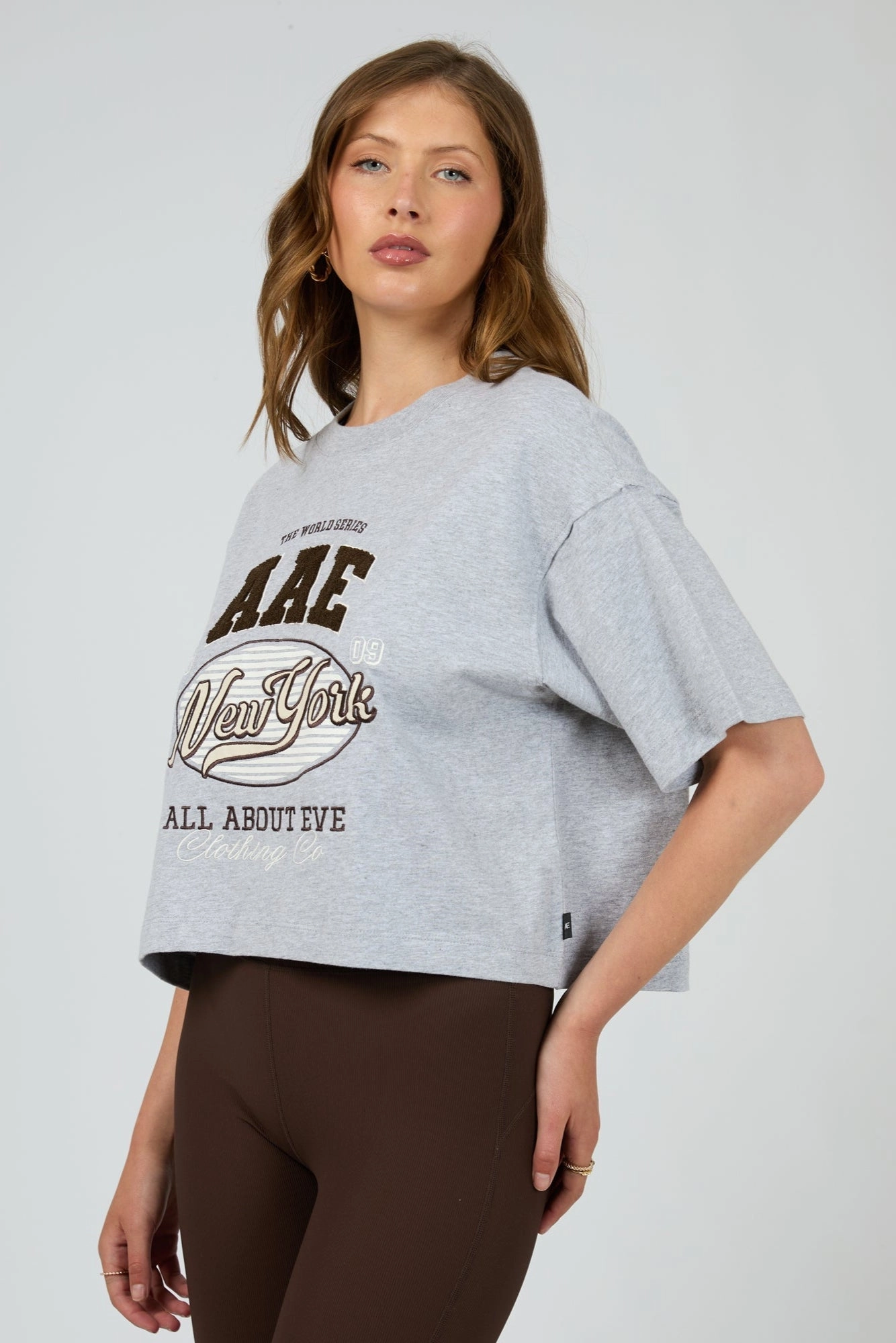 All About Eve Athletica Relaxed Crop Tee Grey Marle Vintage authenticity