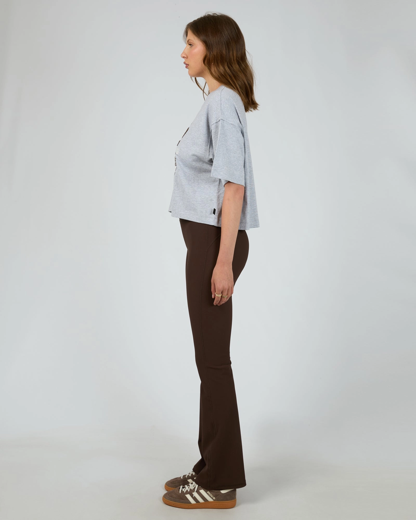 Collared All About Eve Athletica Relaxed Crop Tee Grey Marle