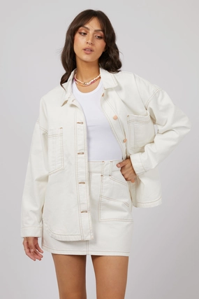 Fashion Forward Layer StretchableMaterial All About Eve Coco Denim Shacket Vintage White