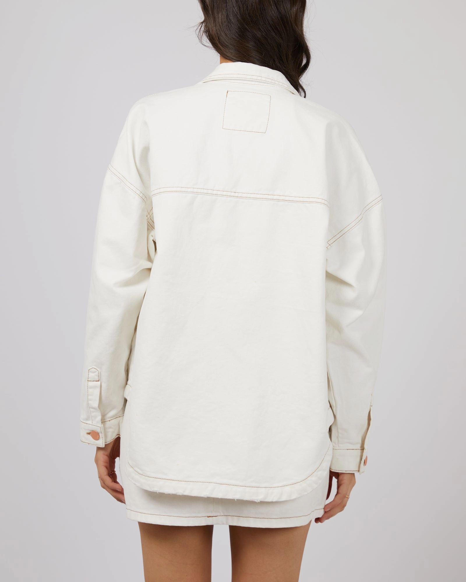 All About Eve Coco Denim Shacket Vintage White Versatile Layering Weight