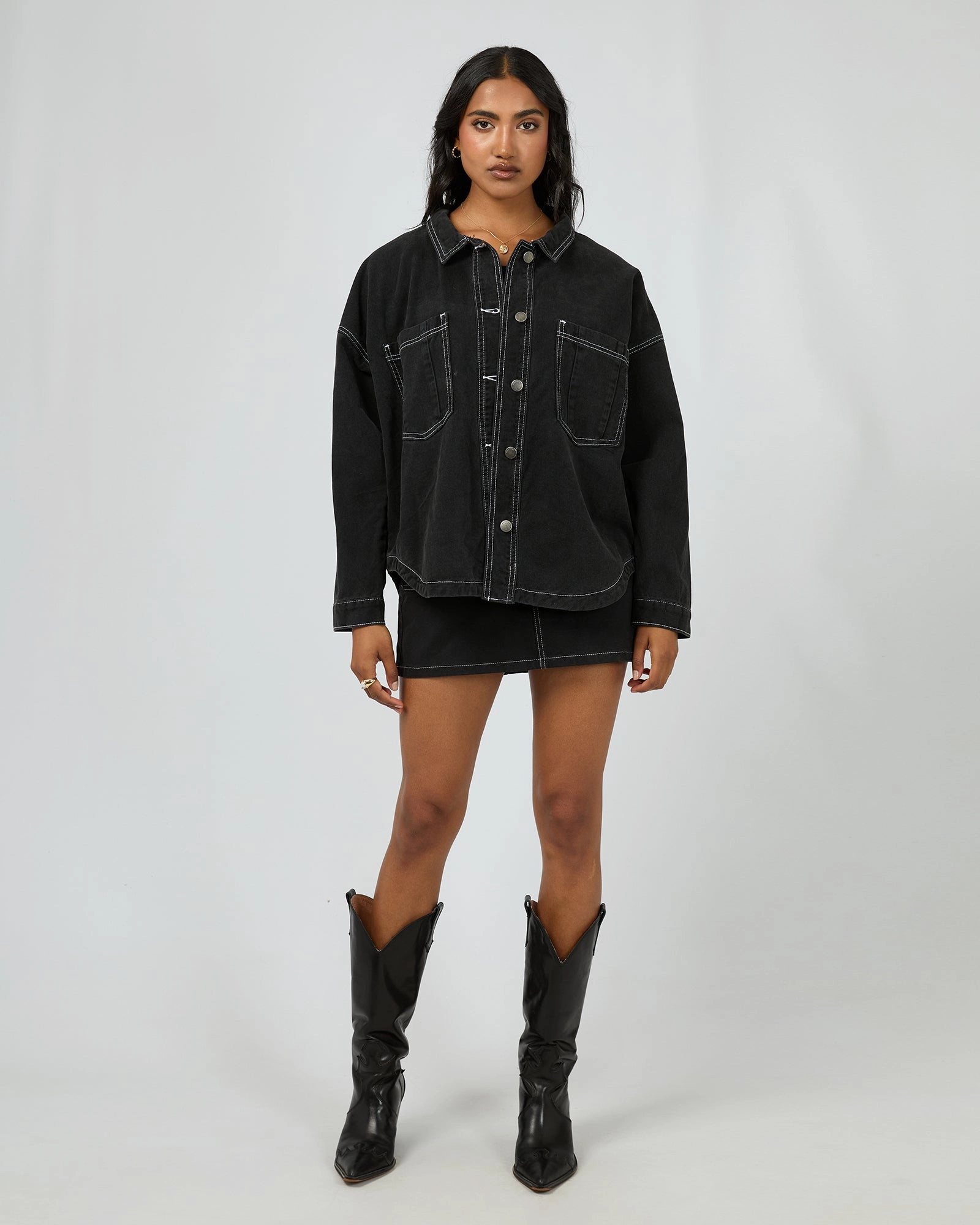 Interchangeable Liners SlipResistantFastenings All About Eve Dale Shacket Black