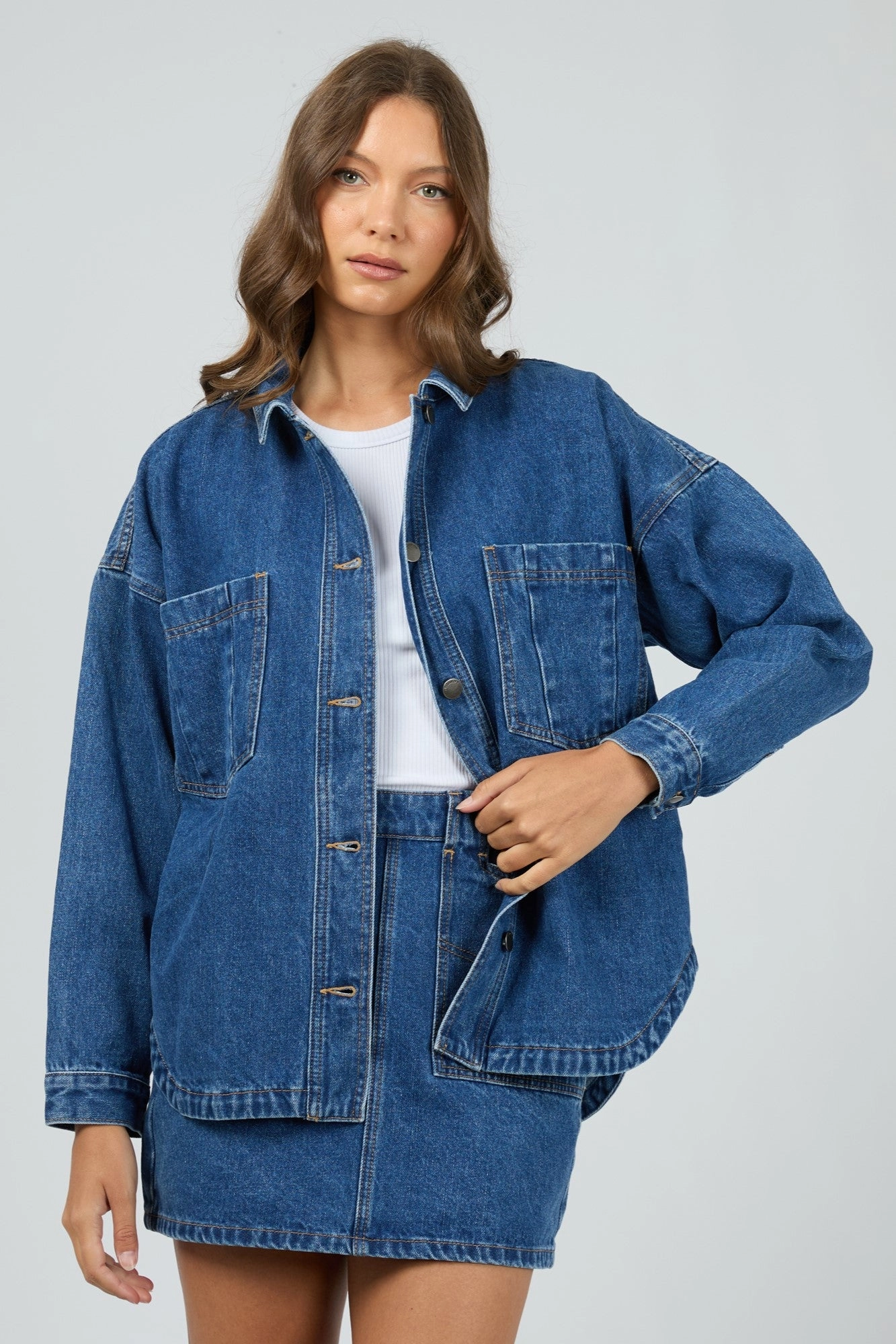 Fashion Event All About Eve Dale Shacket Heritage Blue