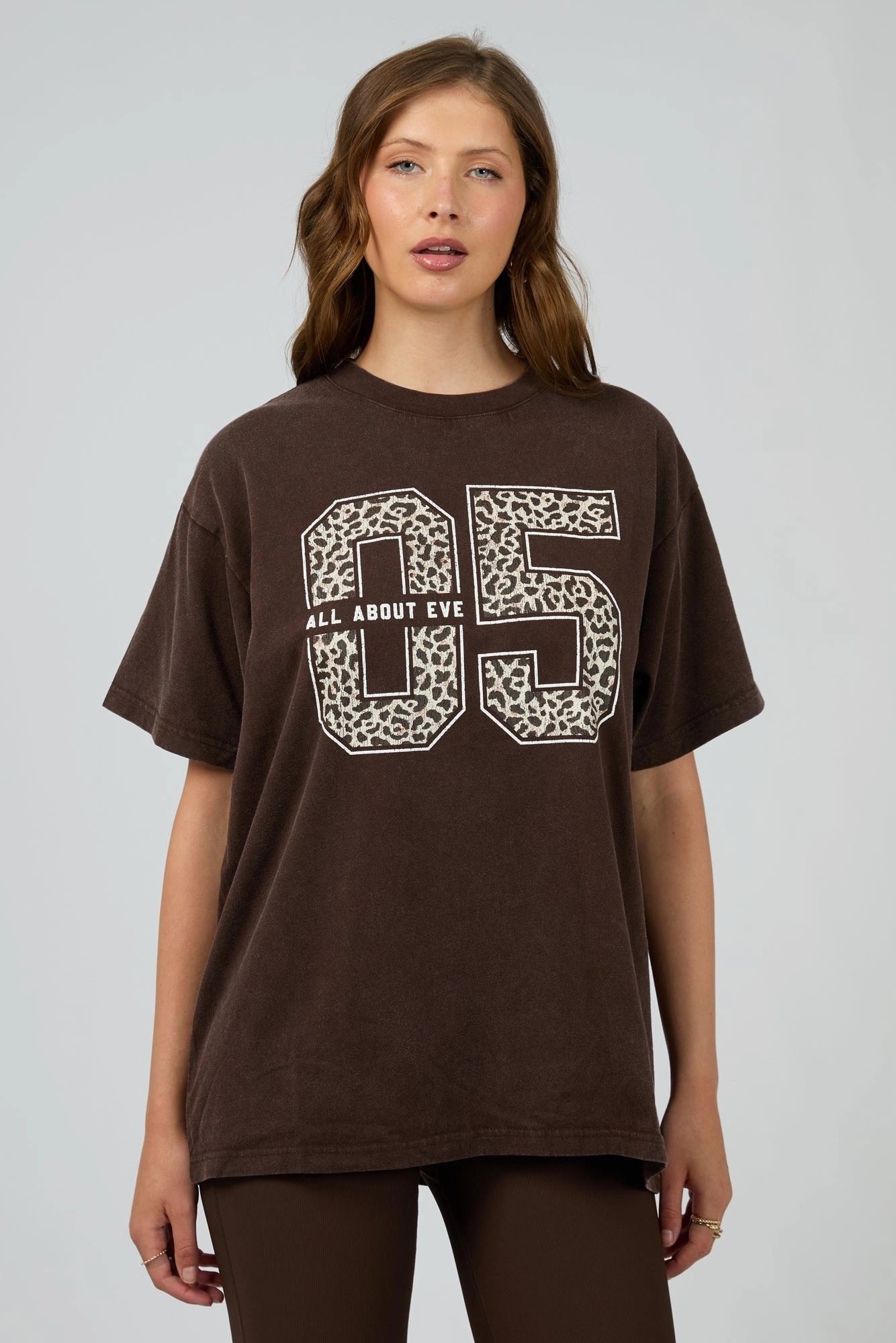 All About Eve Nico Relaxed Tee Brown Set In Sleeve Versatile Layer