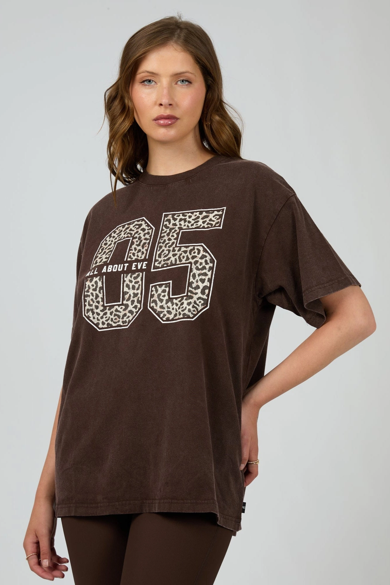 All About Eve Nico Relaxed Tee Brown Vegan Stretch Fit Design