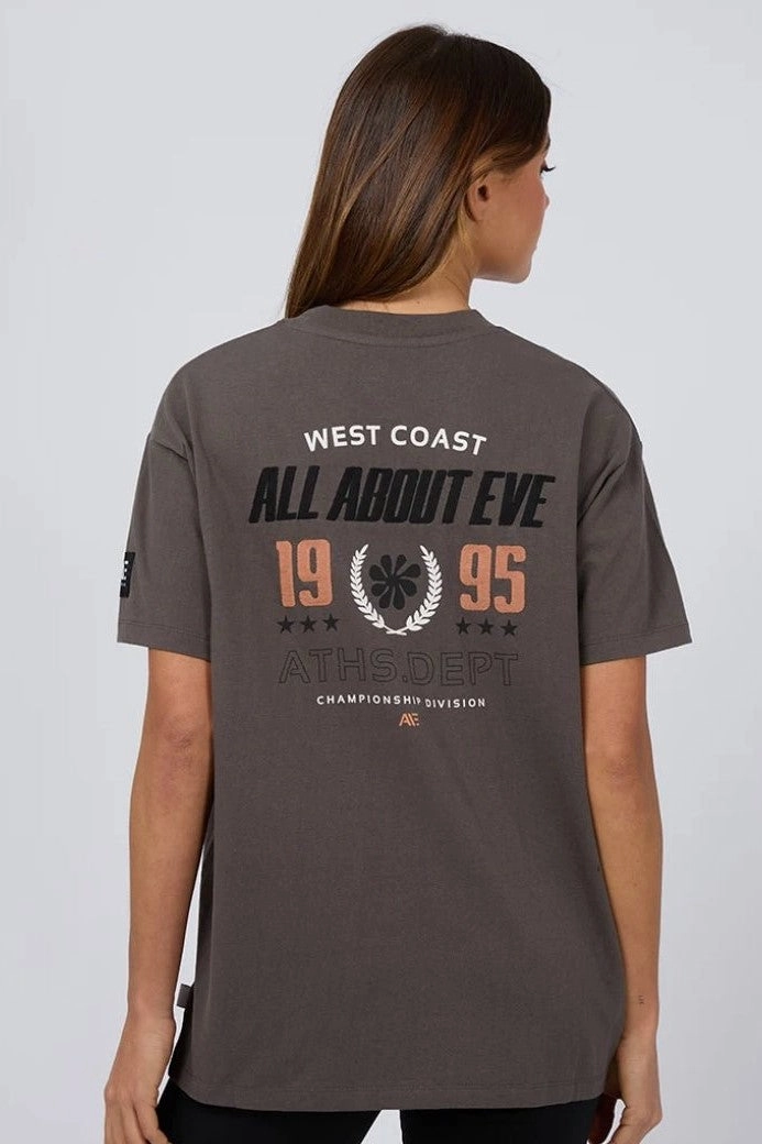 All About Eve Performance Oversized Tee Charcoal Heather Texture Finish