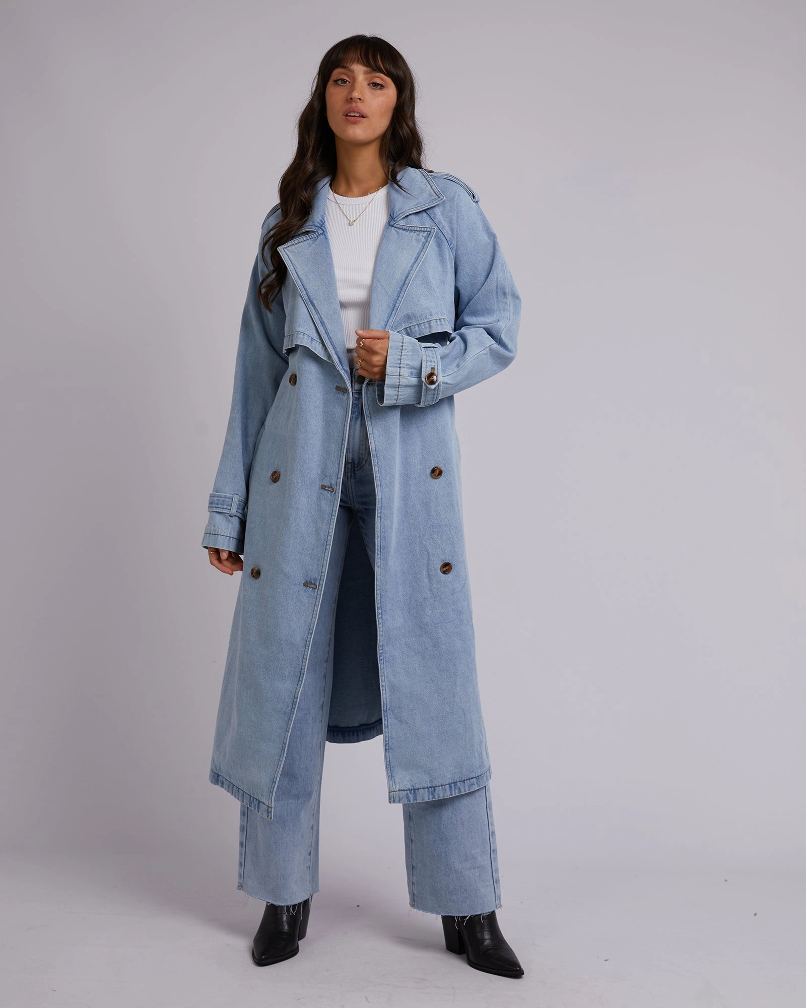 Durable Stitching All About Eve Rio Trench Coat Light Blue