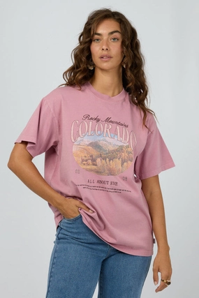 All About Eve Rocky Mountains Relaxed Tee Quartz Pink Sporty and Cool