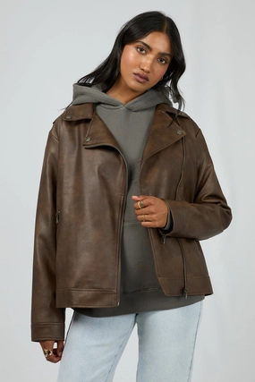 All About Eve Sander Jacket Brown Foldable Collar